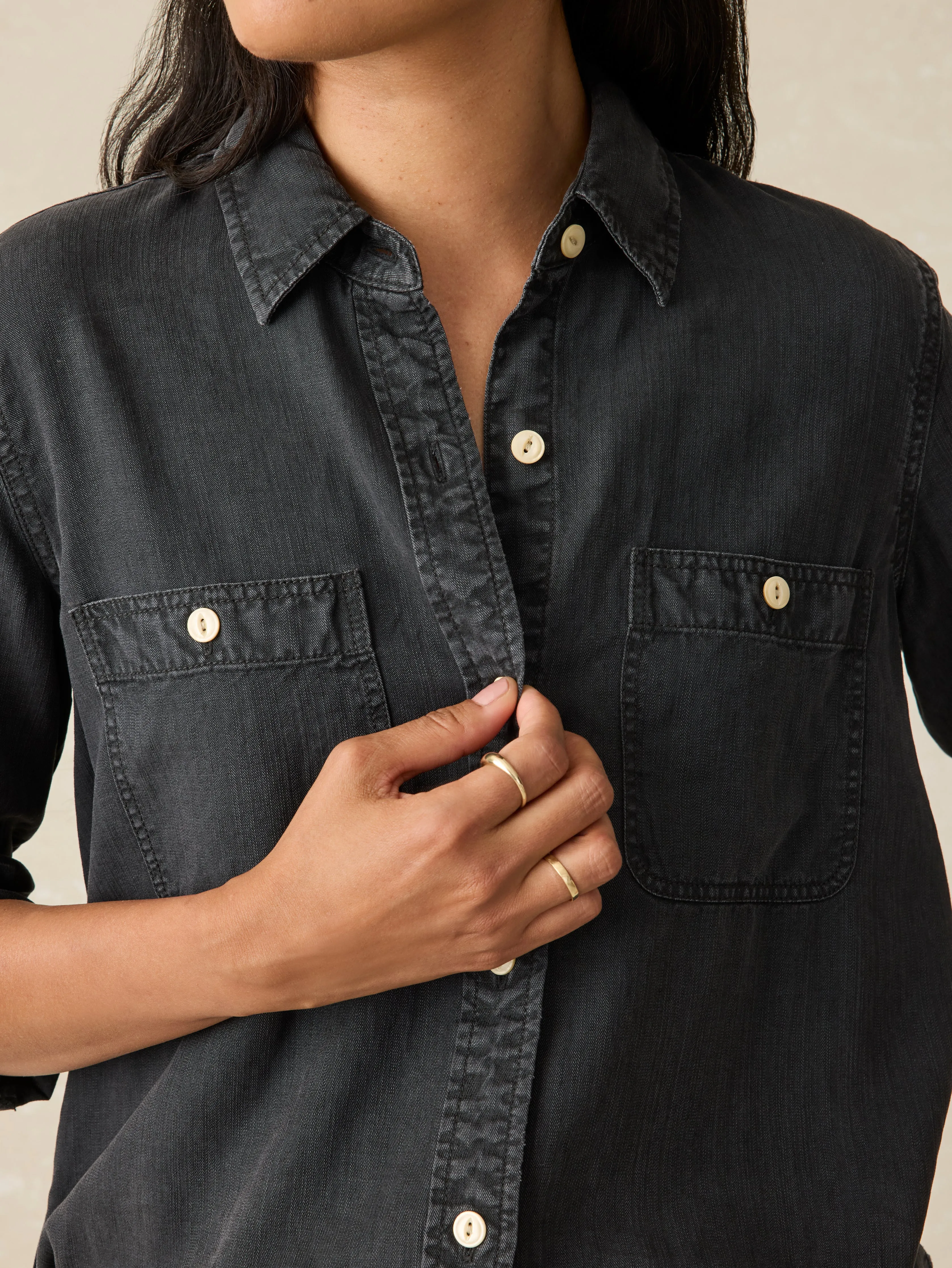 Tried & True Chambray Shirt - Durango Black sold by Faherty product image thumbnail 2