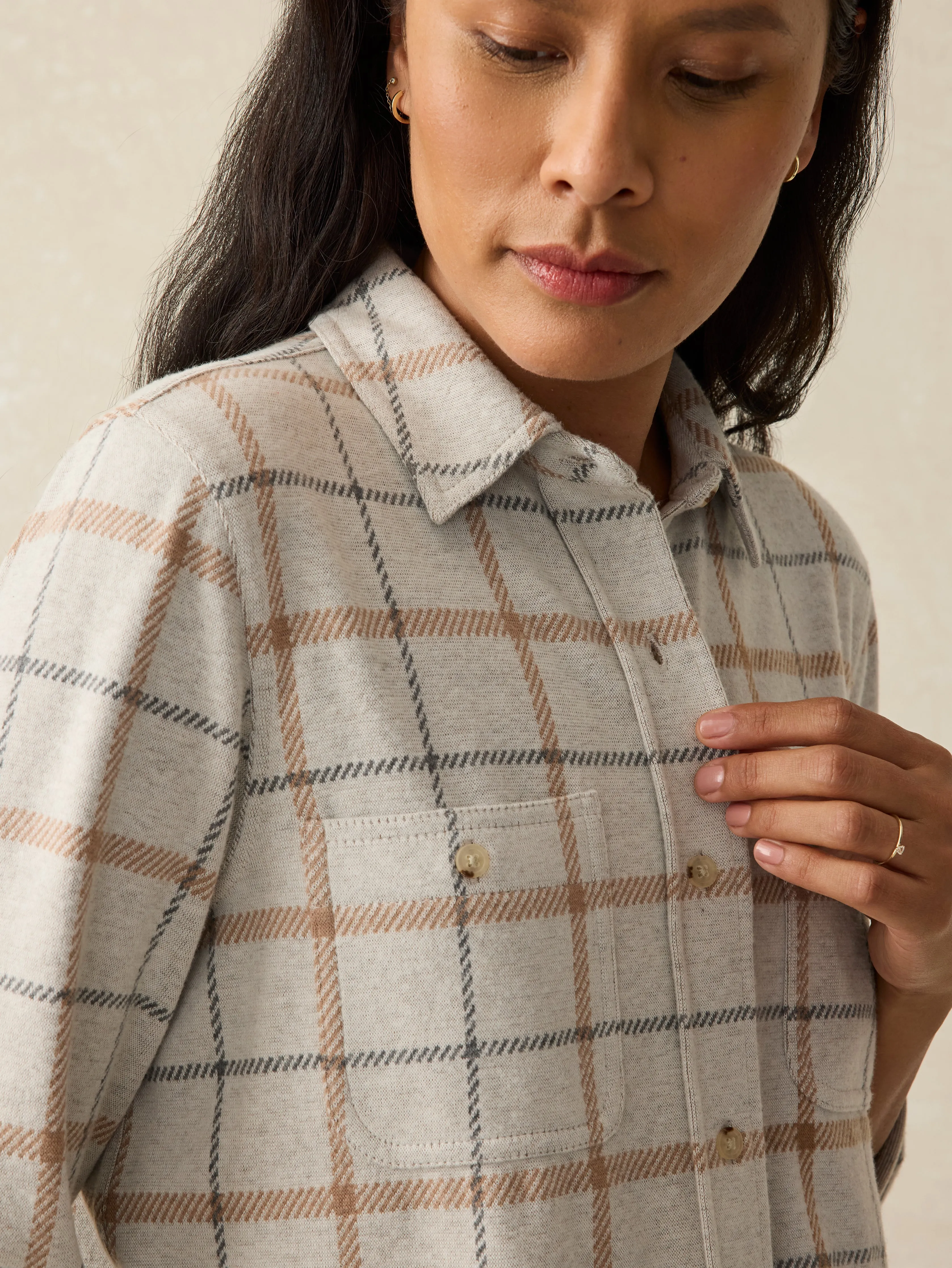 Legend™ Classic Sweater Shirt - Open Tundra Windowpane sold by Faherty product image thumbnail 2