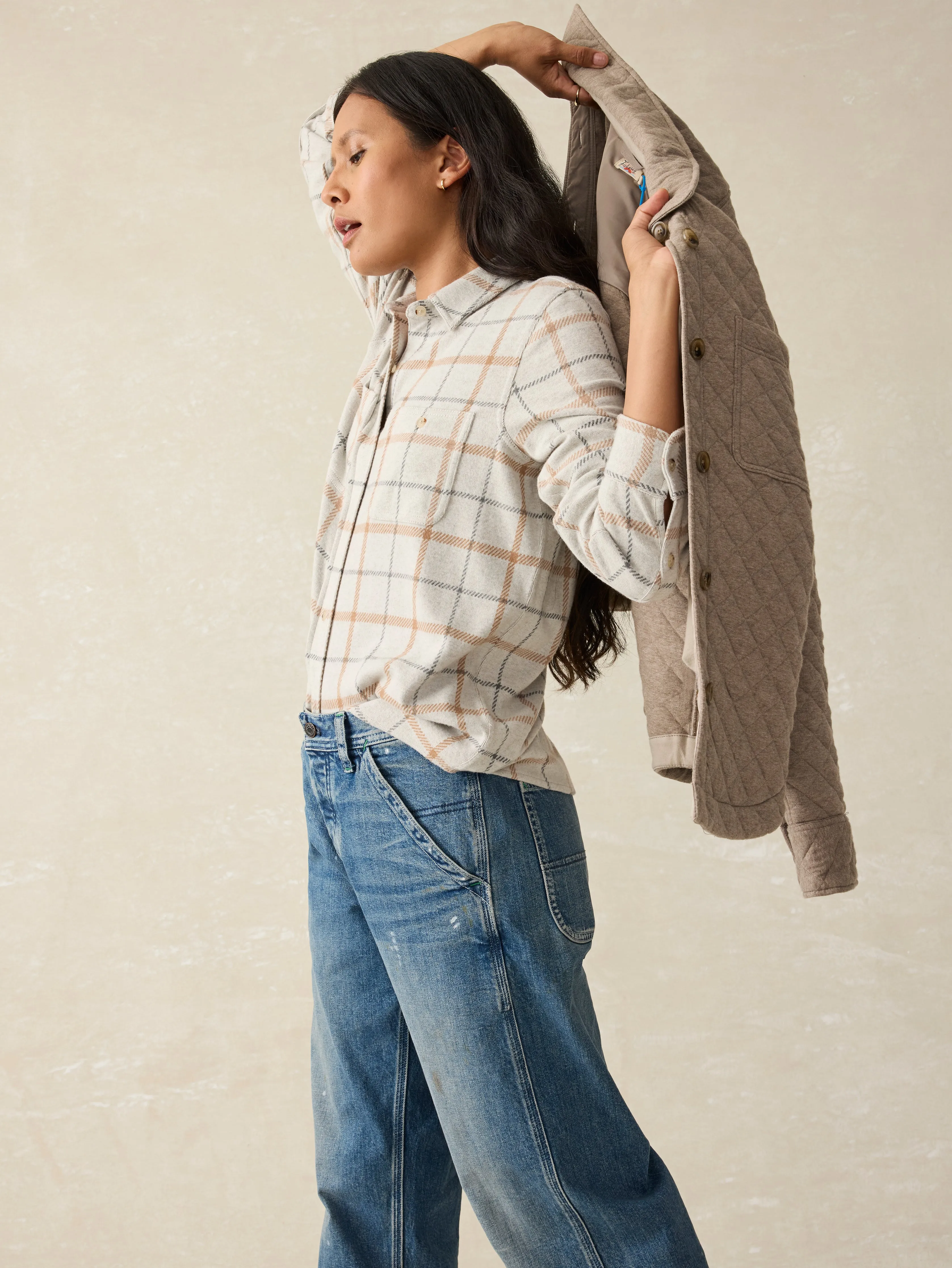 Legend™ Classic Sweater Shirt - Open Tundra Windowpane sold by Faherty