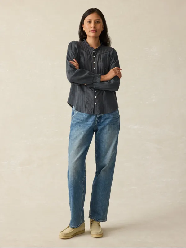 Lily Blouse - Washed Black sold by Faherty