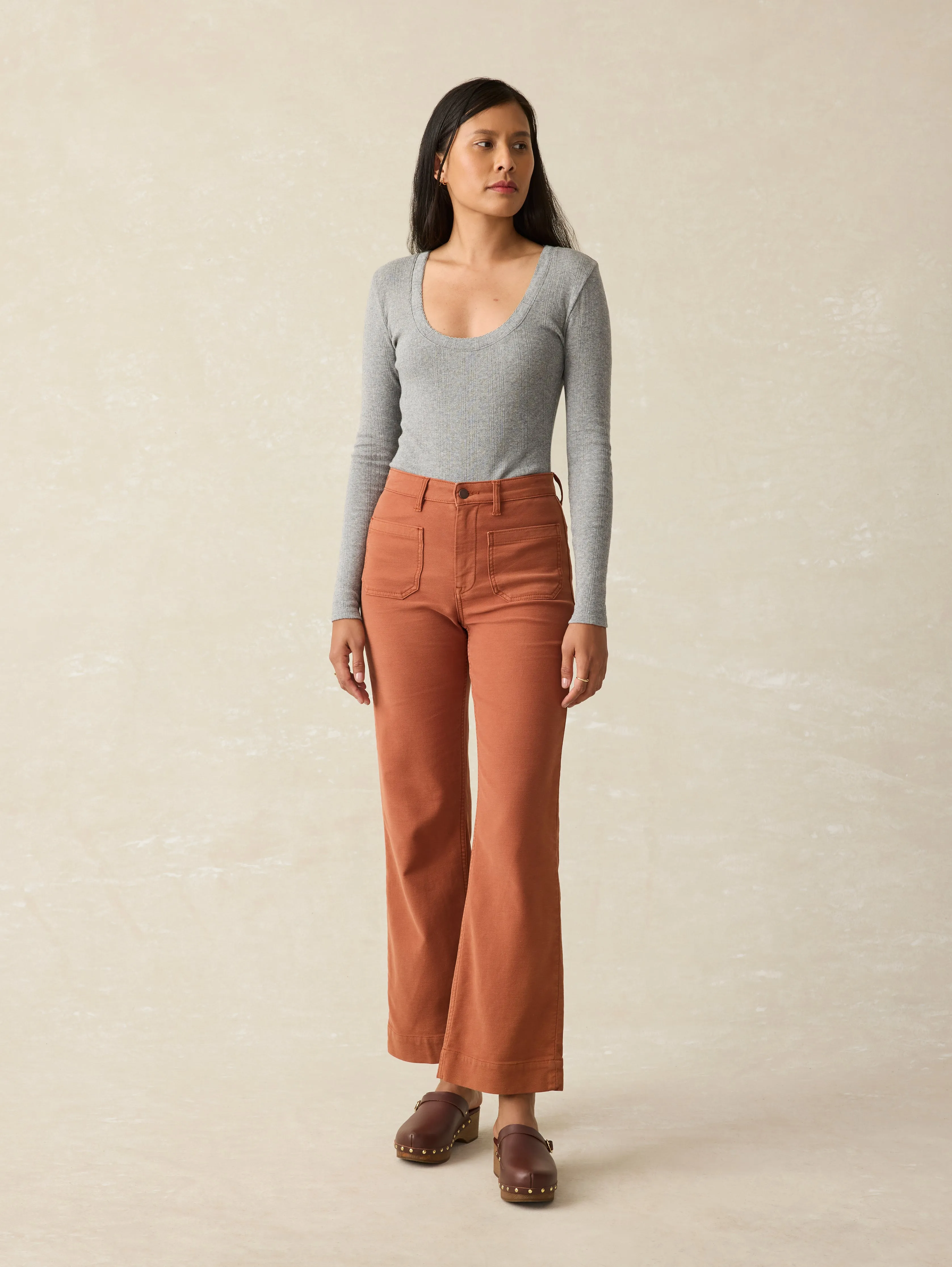 Pacific Pointelle Scoop Neck - Stonehill Heather sold by Faherty