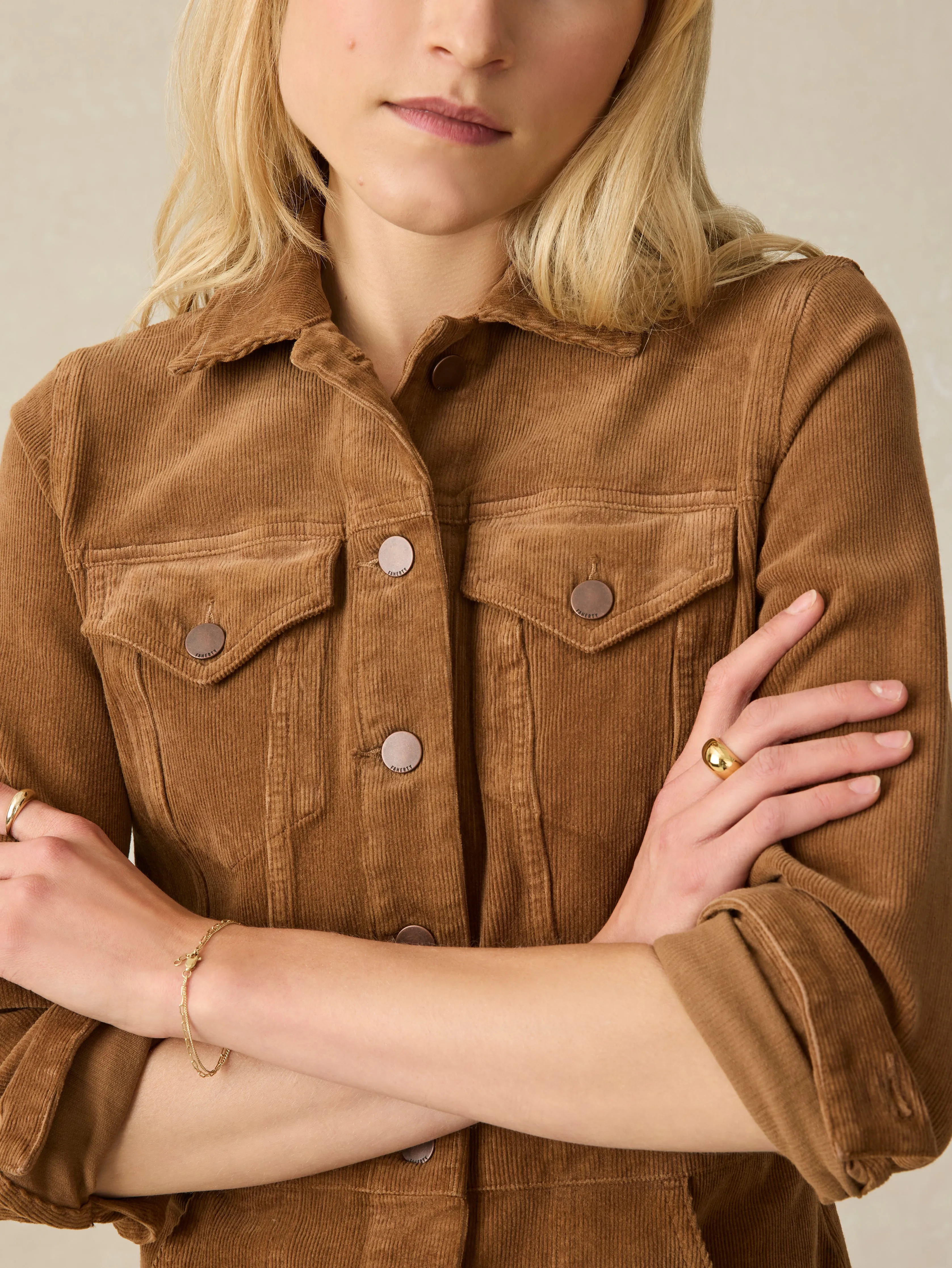 Softstretch Cord Michelle Dress - Cord Brown sold by Faherty product image thumbnail 2