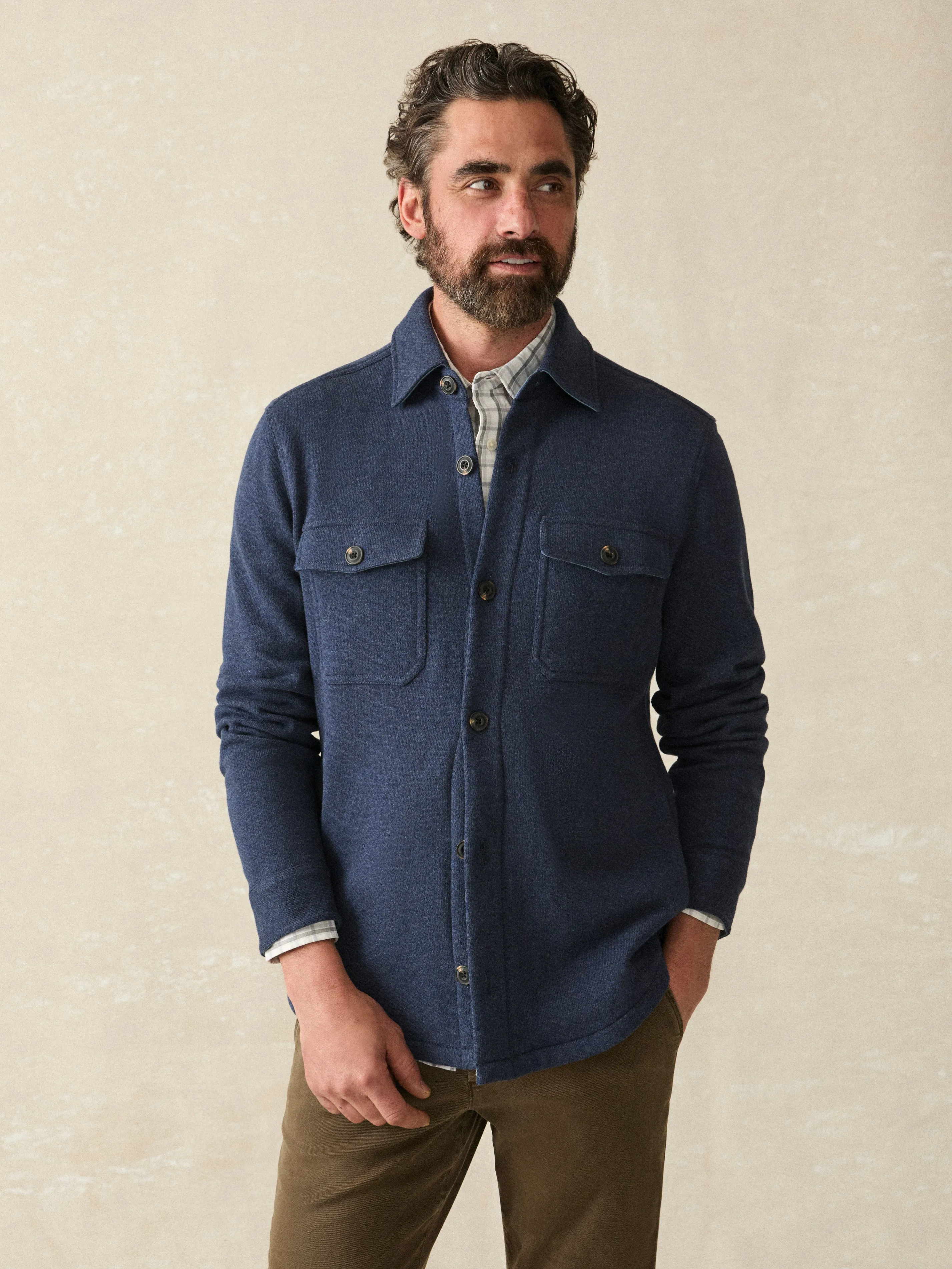 Inlet Knit CPO - Navy Night Melange sold by Faherty