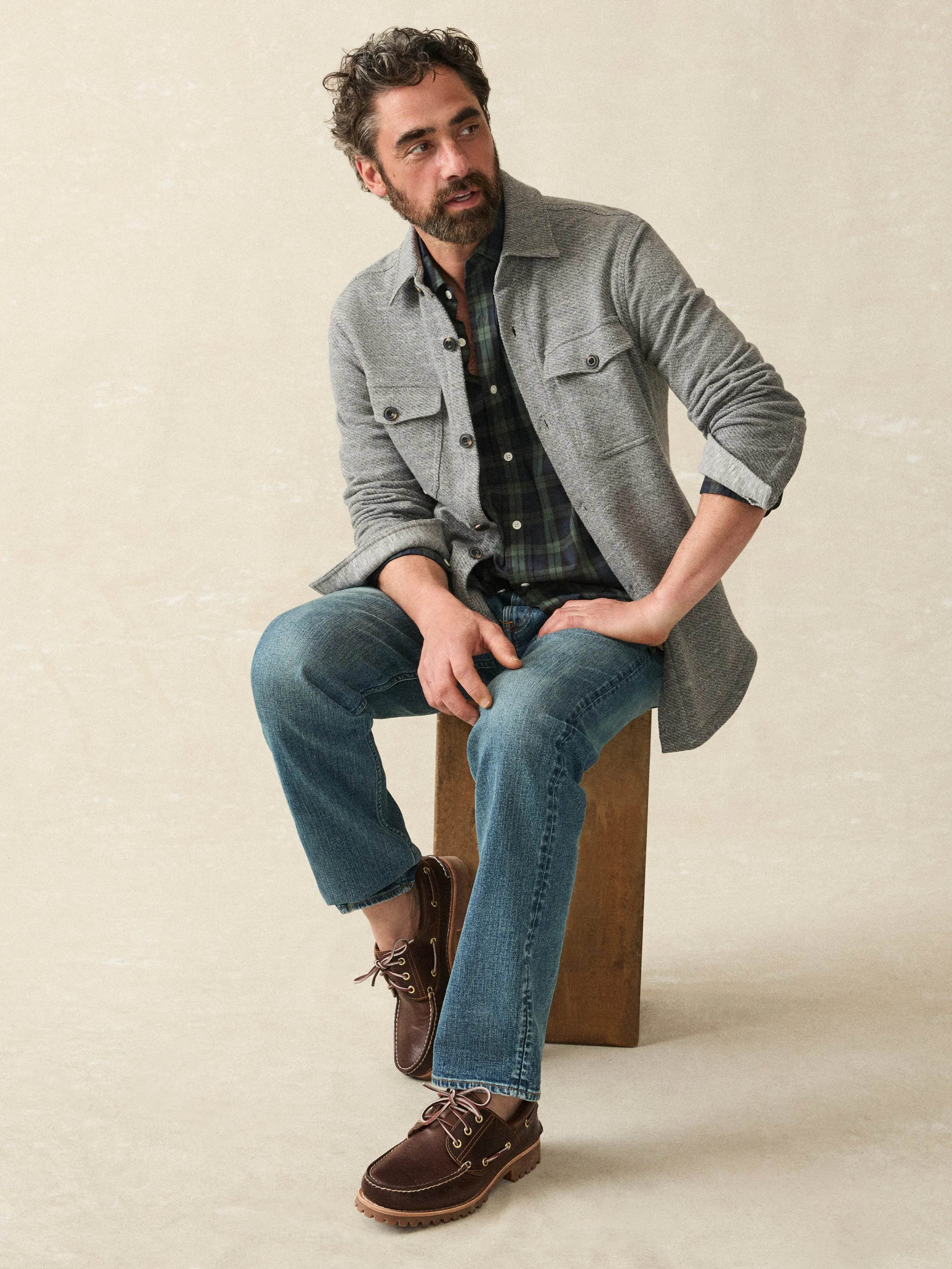 Inlet Knit CPO - Medium Grey Melange sold by Faherty product image thumbnail 3