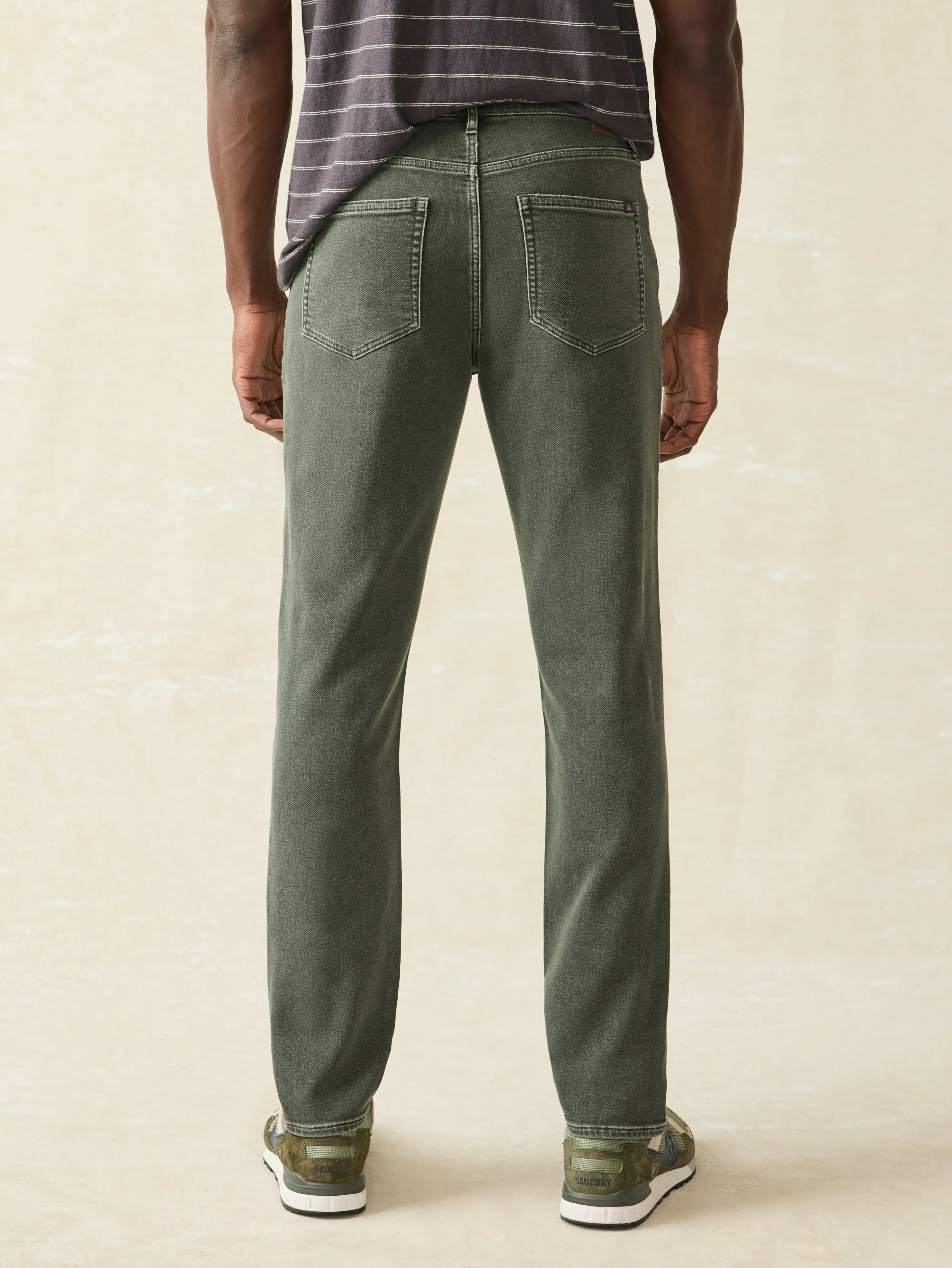 Stretch Terry 5-Pocket Pant - Fall Olive sold by Faherty product image thumbnail 5