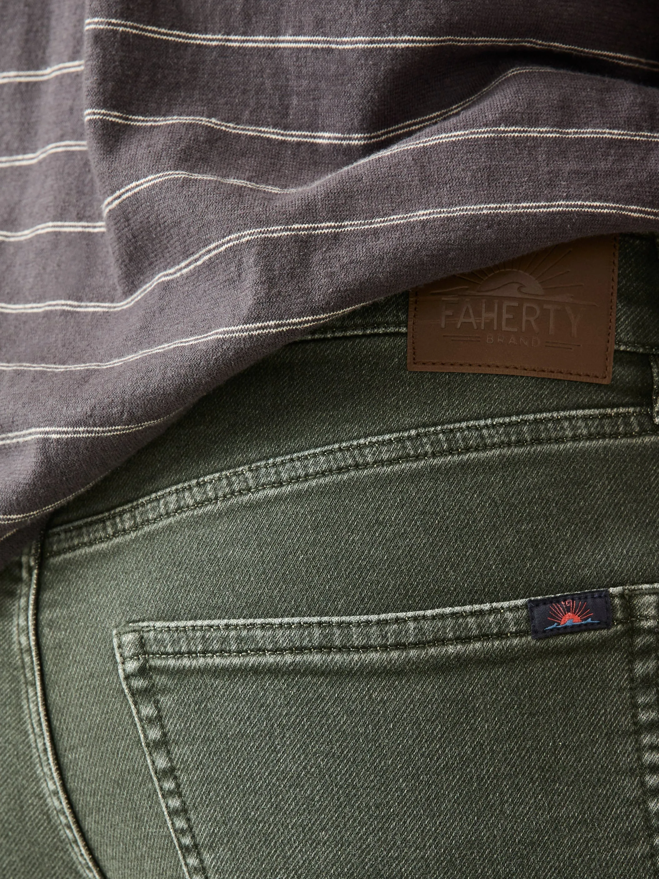 Stretch Terry 5-Pocket Pant - Fall Olive sold by Faherty product image thumbnail 4