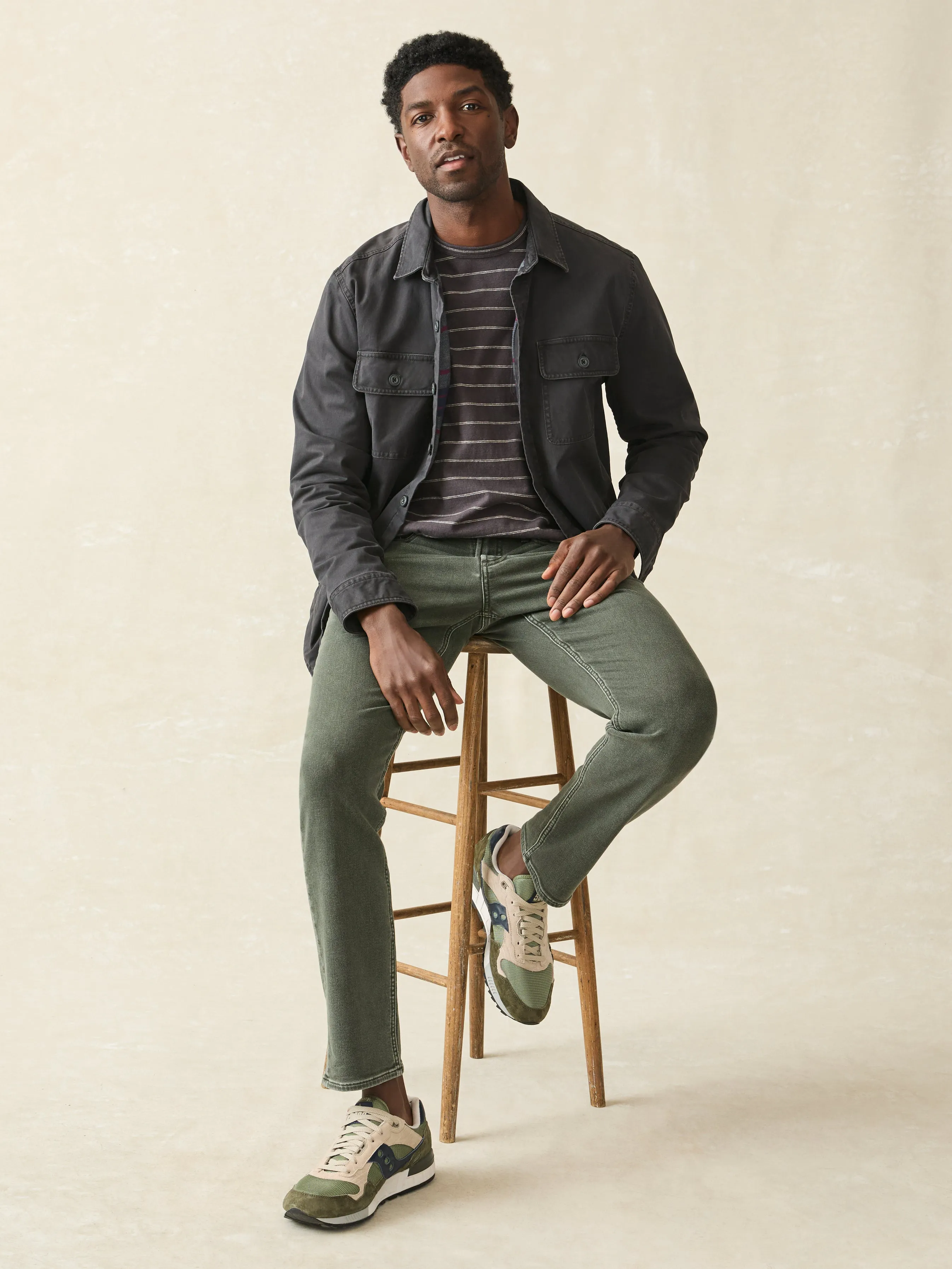 Stretch Terry 5-Pocket Pant - Fall Olive sold by Faherty product image thumbnail 2