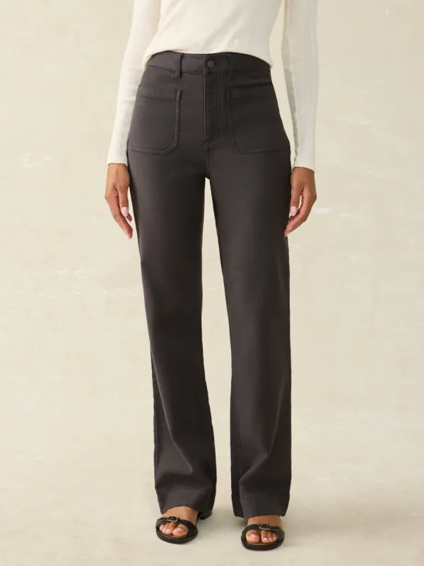 Stretch Terry Patch Pocket Pant - Washed Black sold by Faherty