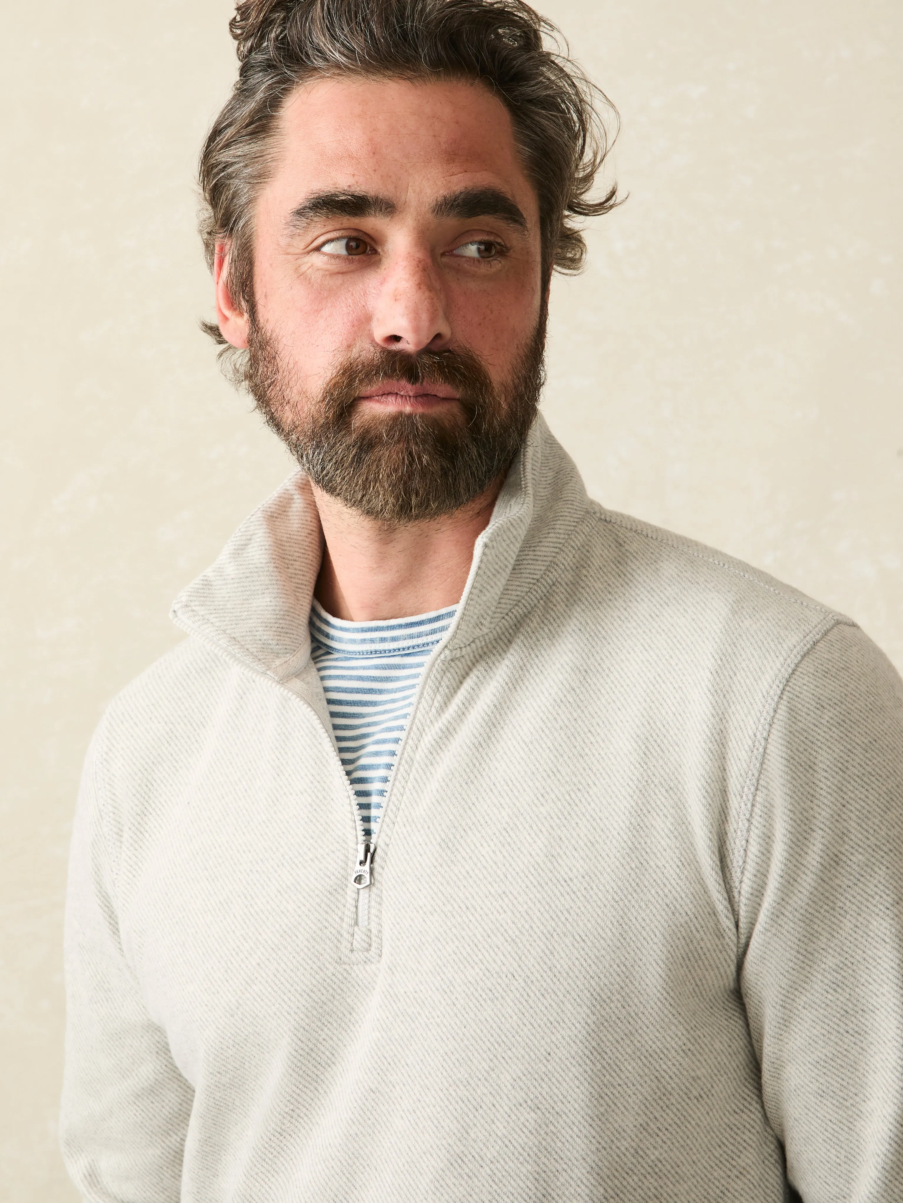 Legend™ Sweater Quarter Zip - Light Heather Grey sold by Faherty