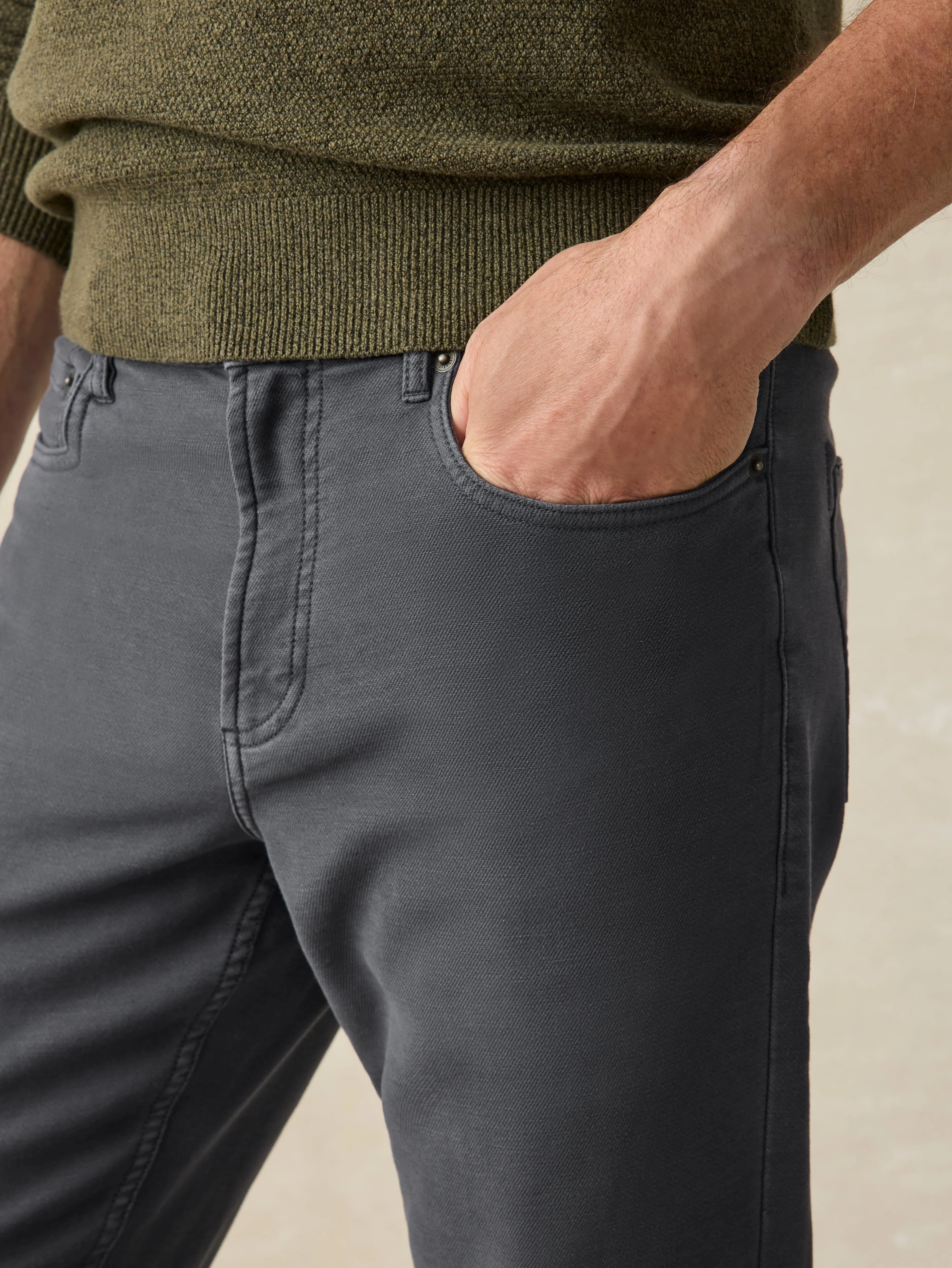 Stretch Terry 5-Pocket Pant - Deepest Navy sold by Faherty product image thumbnail 3