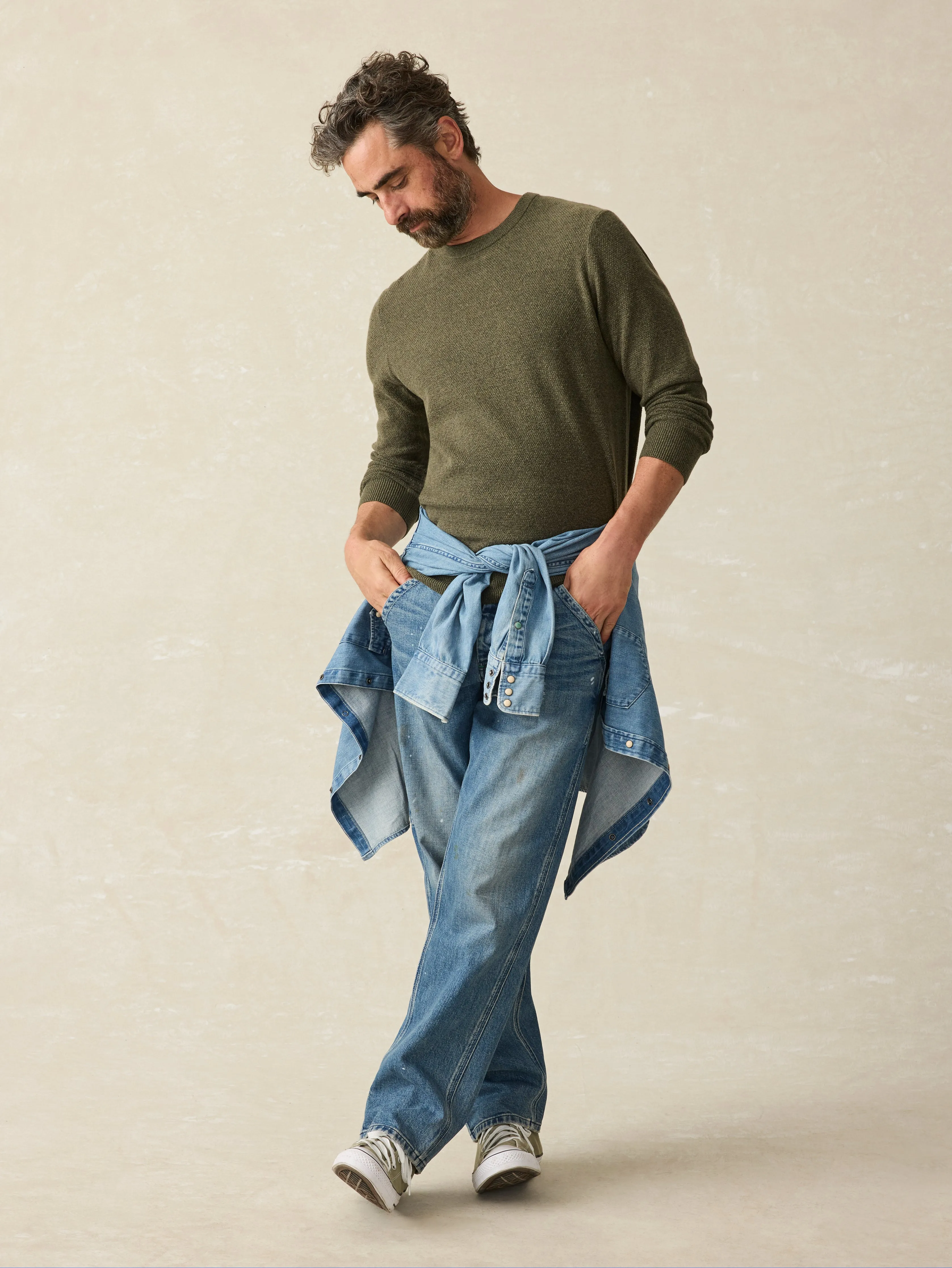 Jackson Crew Sweater - Olive Heather sold by Faherty product image thumbnail 3