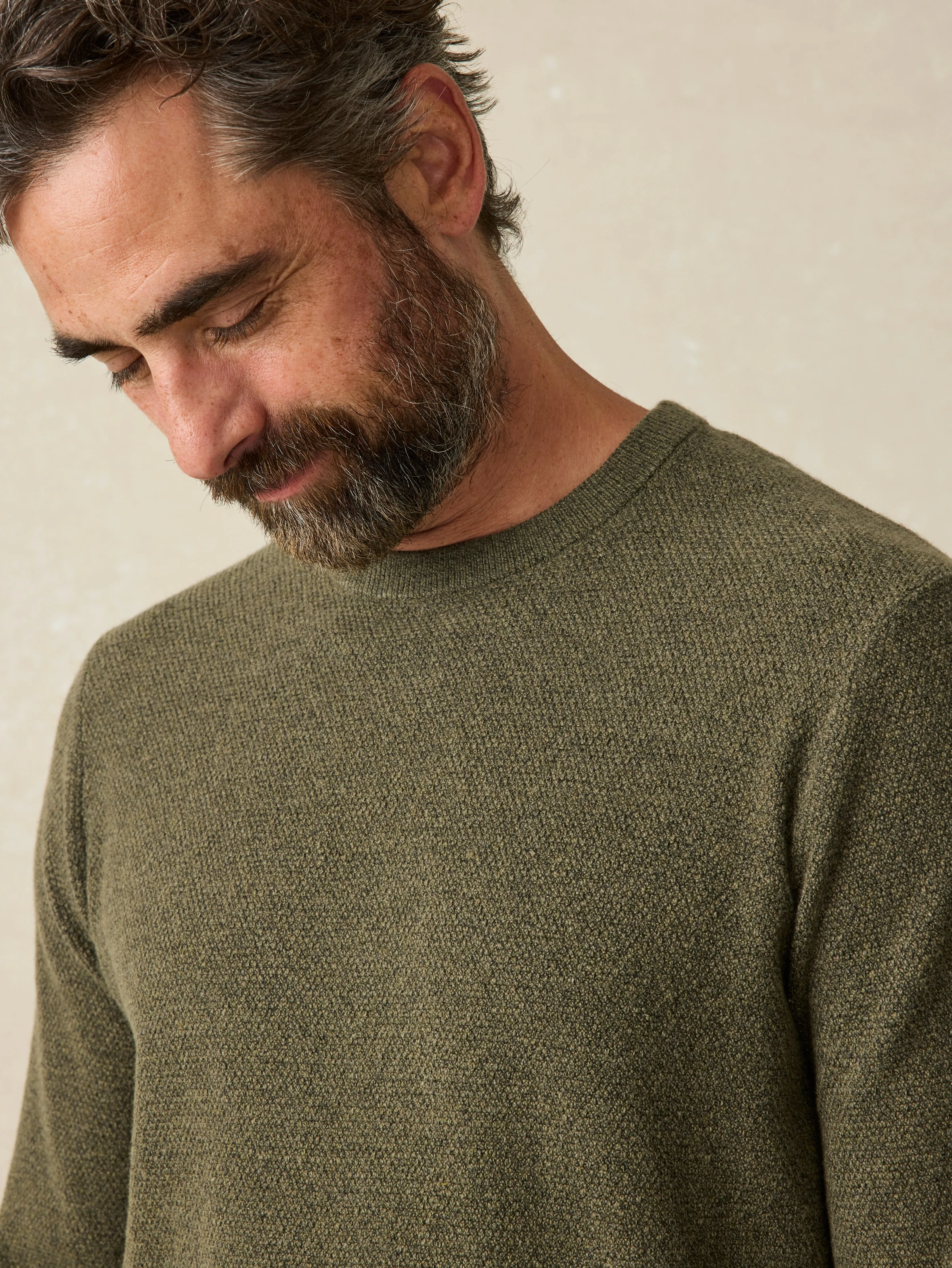 Jackson Crew Sweater - Olive Heather sold by Faherty