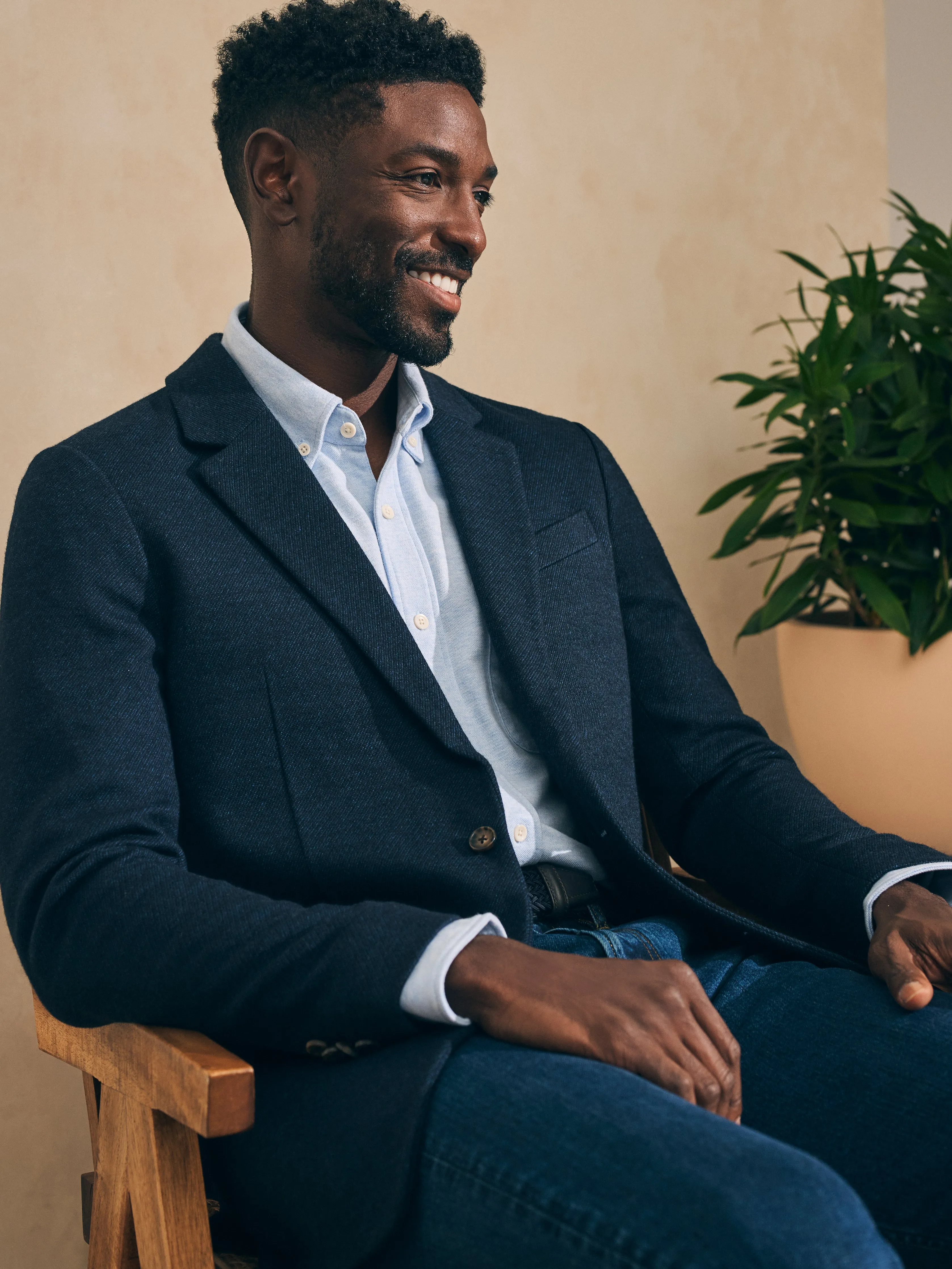 Reserve Twill Knit Blazer - Navy Marl Twill sold by Faherty product image thumbnail 2