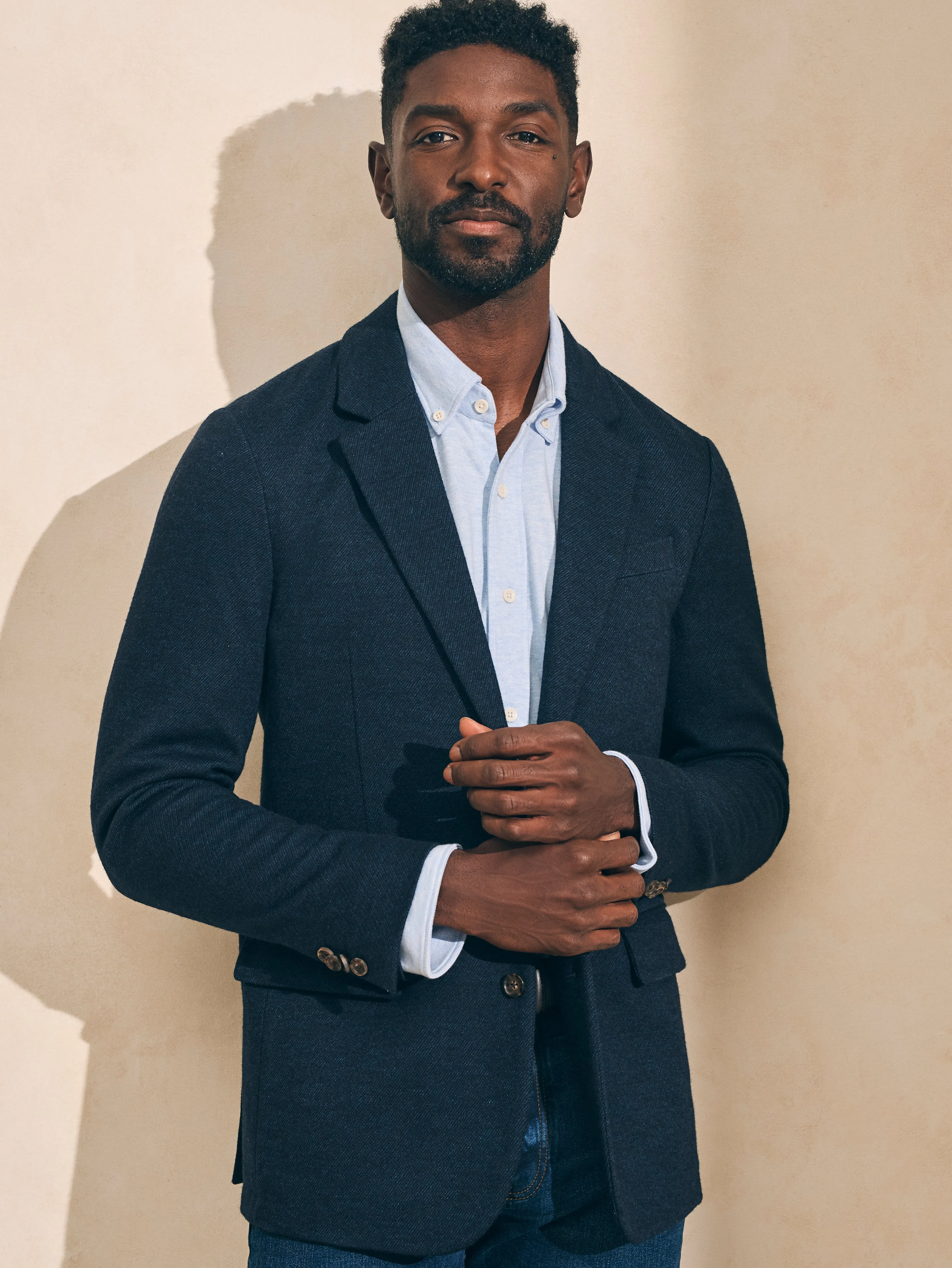 Reserve Twill Knit Blazer - Navy Marl Twill sold by Faherty product image thumbnail 3