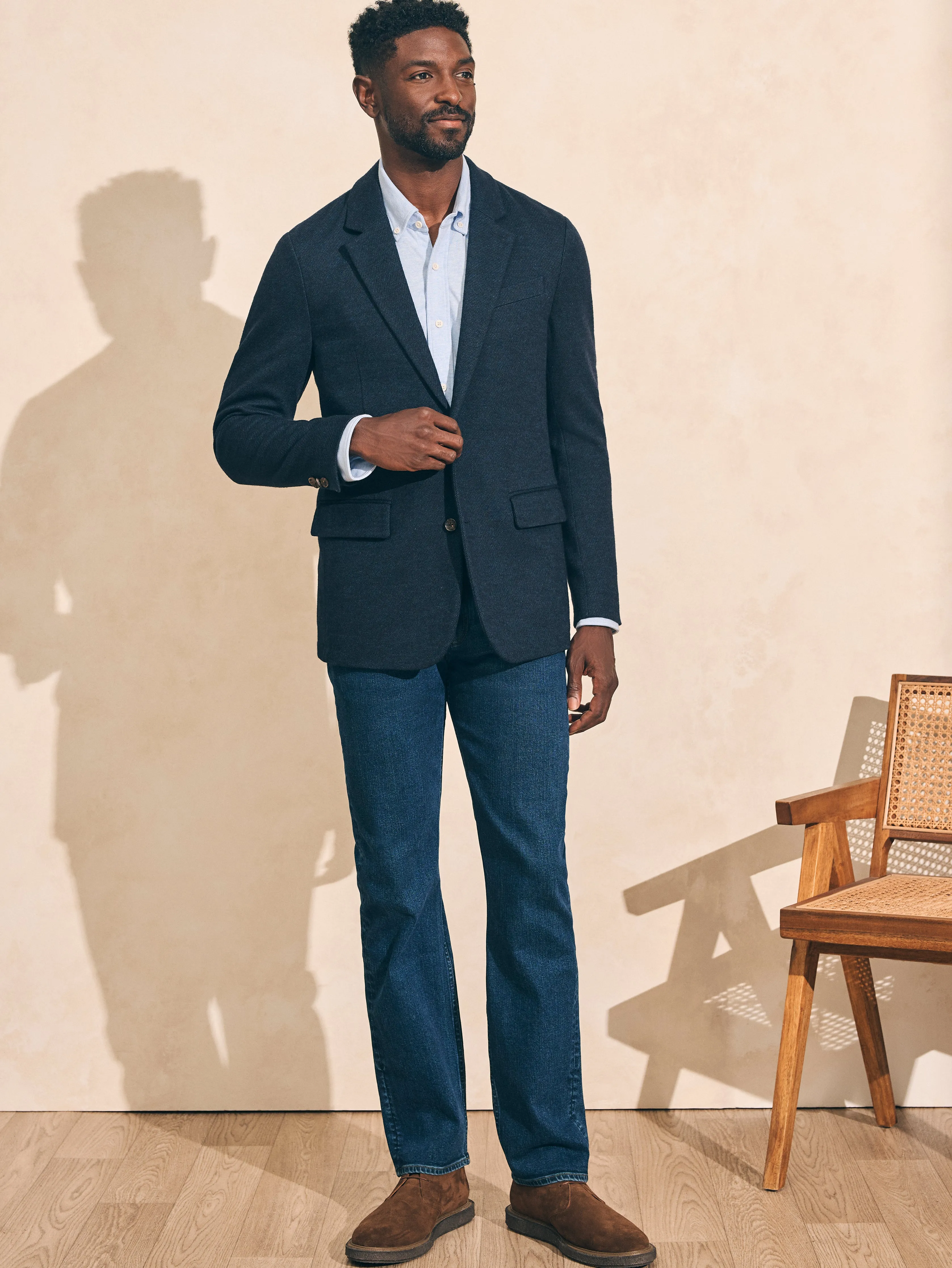 Reserve Twill Knit Blazer - Navy Marl Twill sold by Faherty product image thumbnail 5