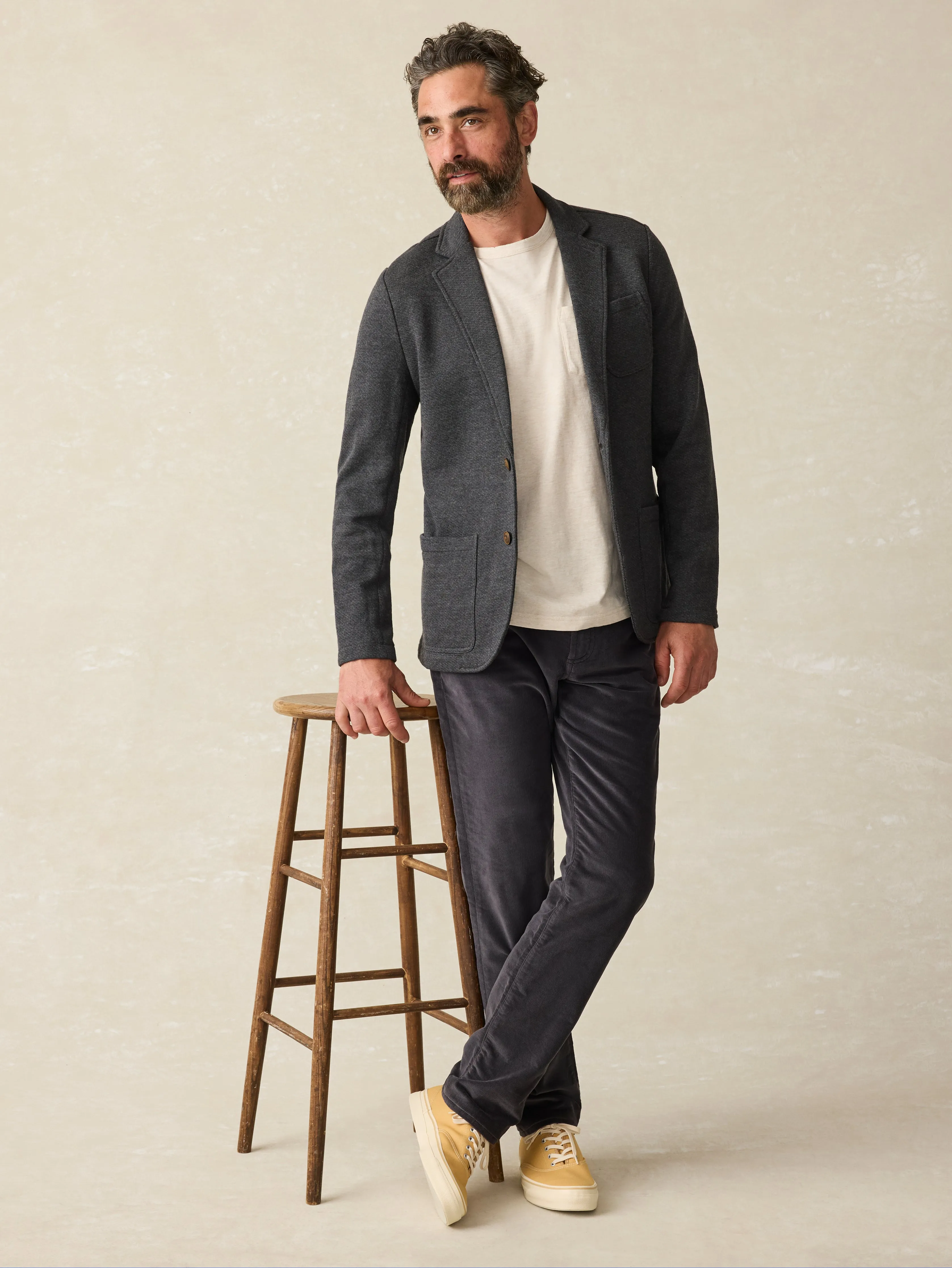 Stretch Terry Corduroy 5-Pocket Pant - Washed Charcoal sold by Faherty product image thumbnail 2