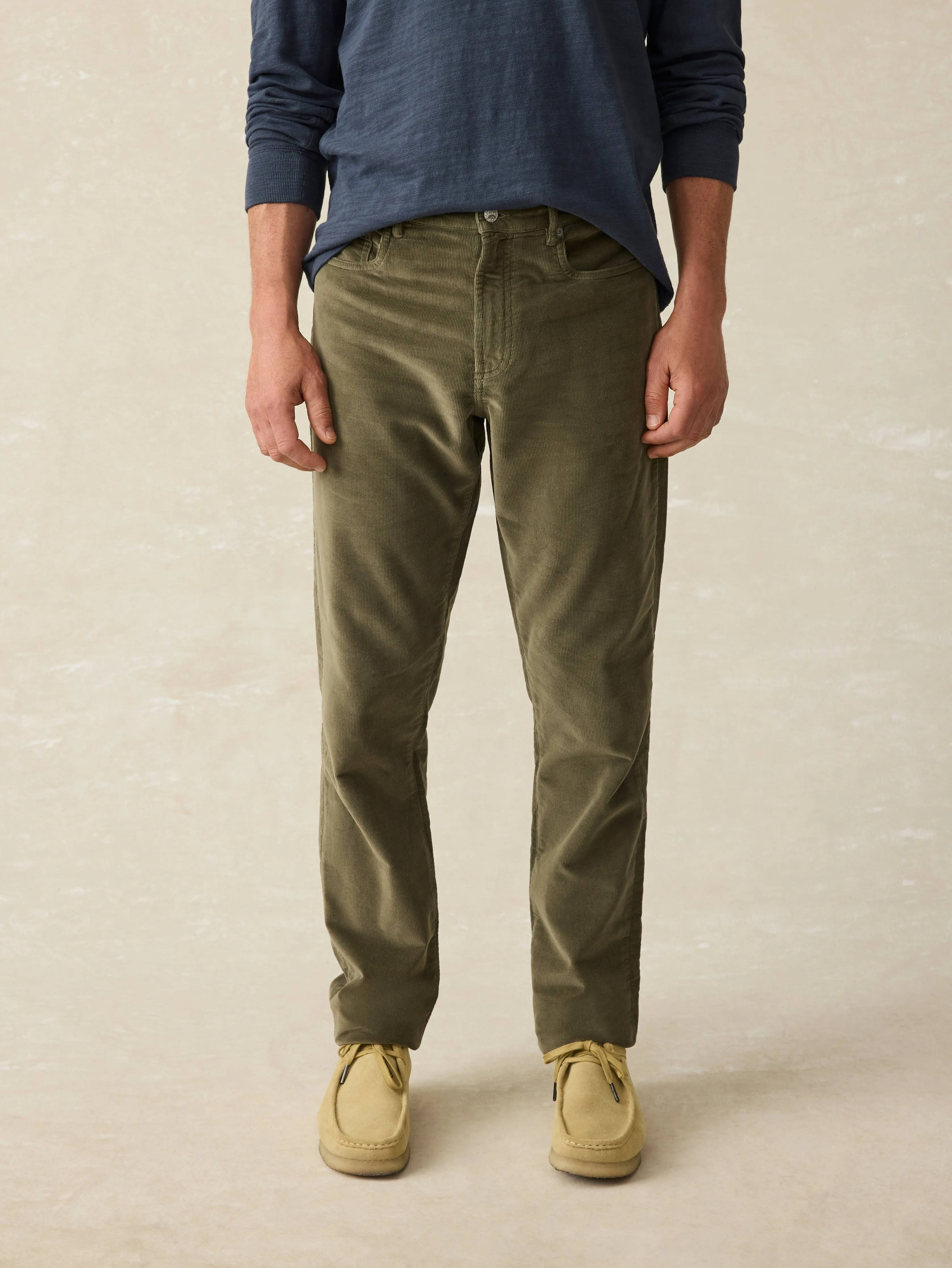 Stretch Terry Corduroy 5-Pocket Pant - Surplus Olive sold by Faherty