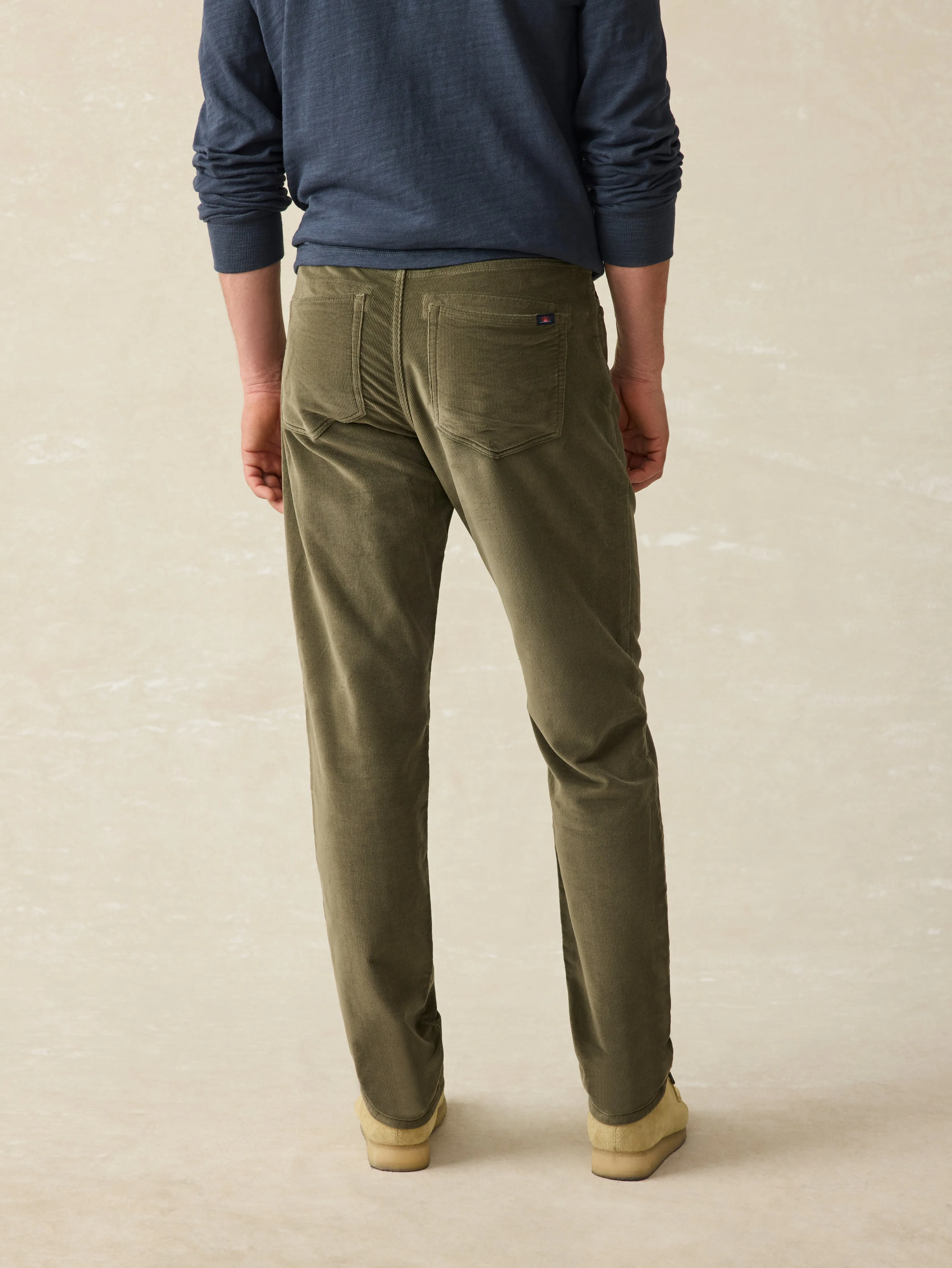 Stretch Terry Corduroy 5-Pocket Pant - Surplus Olive sold by Faherty product image thumbnail 5