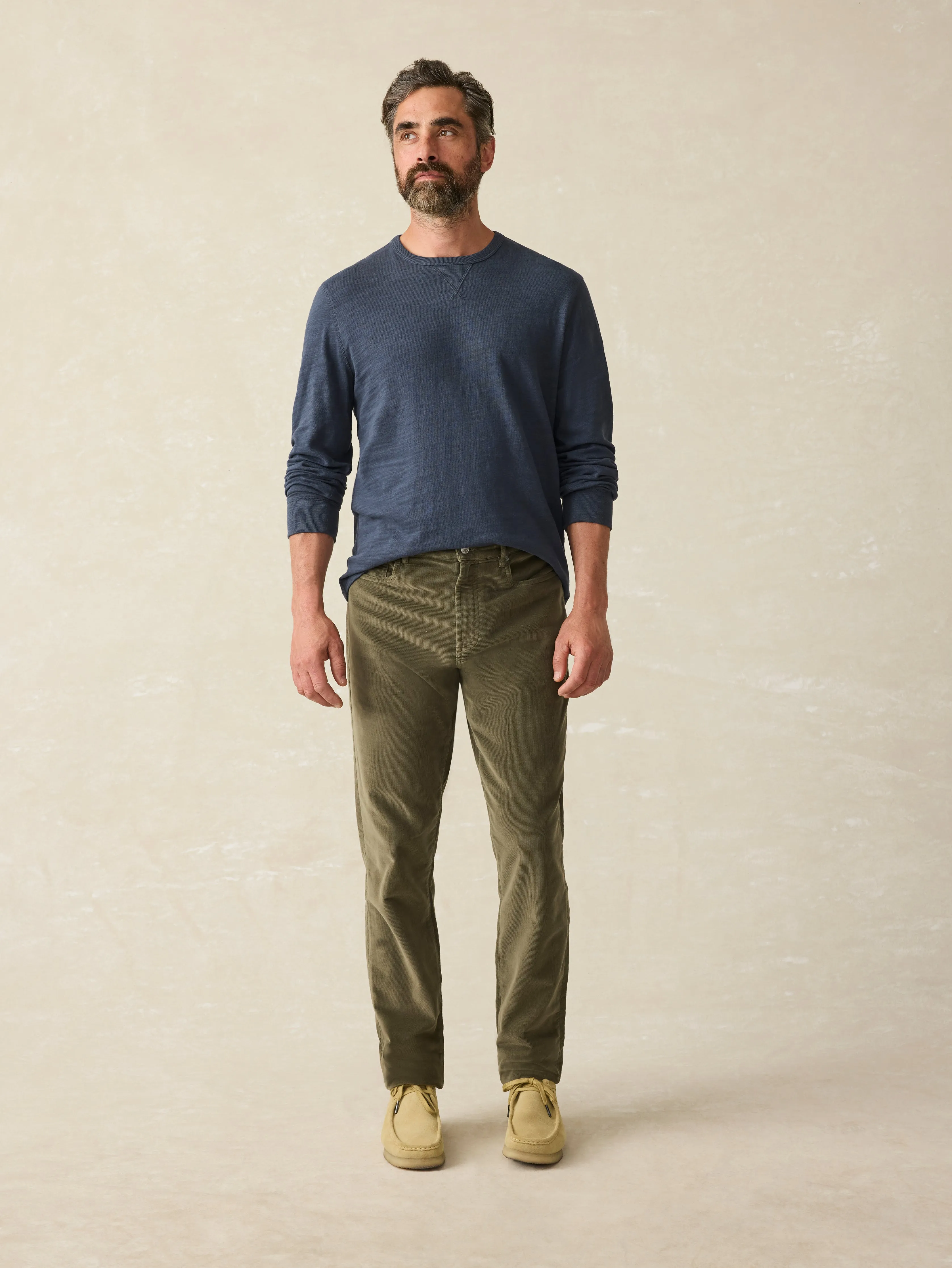 Stretch Terry Corduroy 5-Pocket Pant - Surplus Olive sold by Faherty product image thumbnail 3