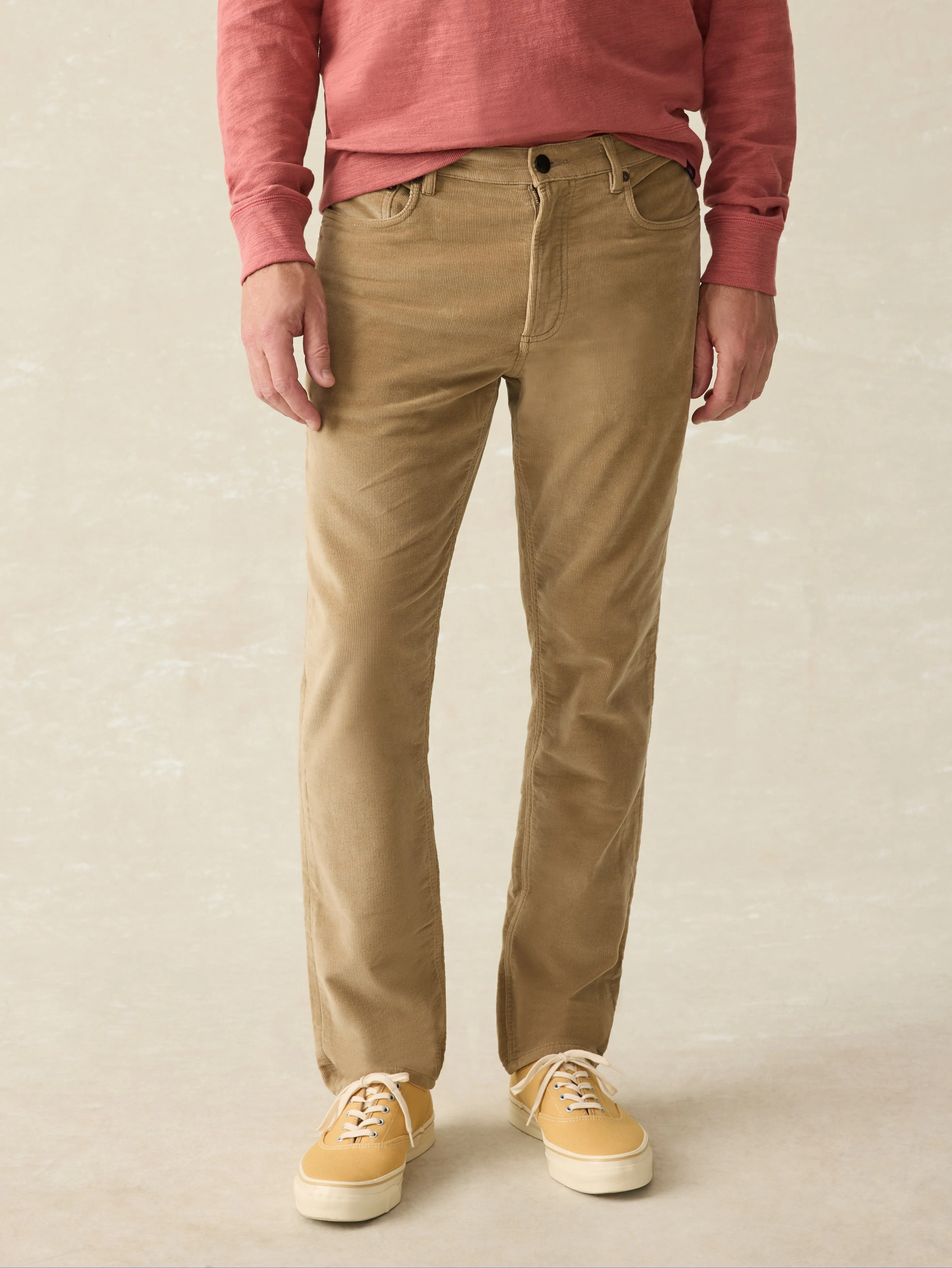 Stretch Terry Corduroy 5-Pocket Pant - Barley sold by Faherty