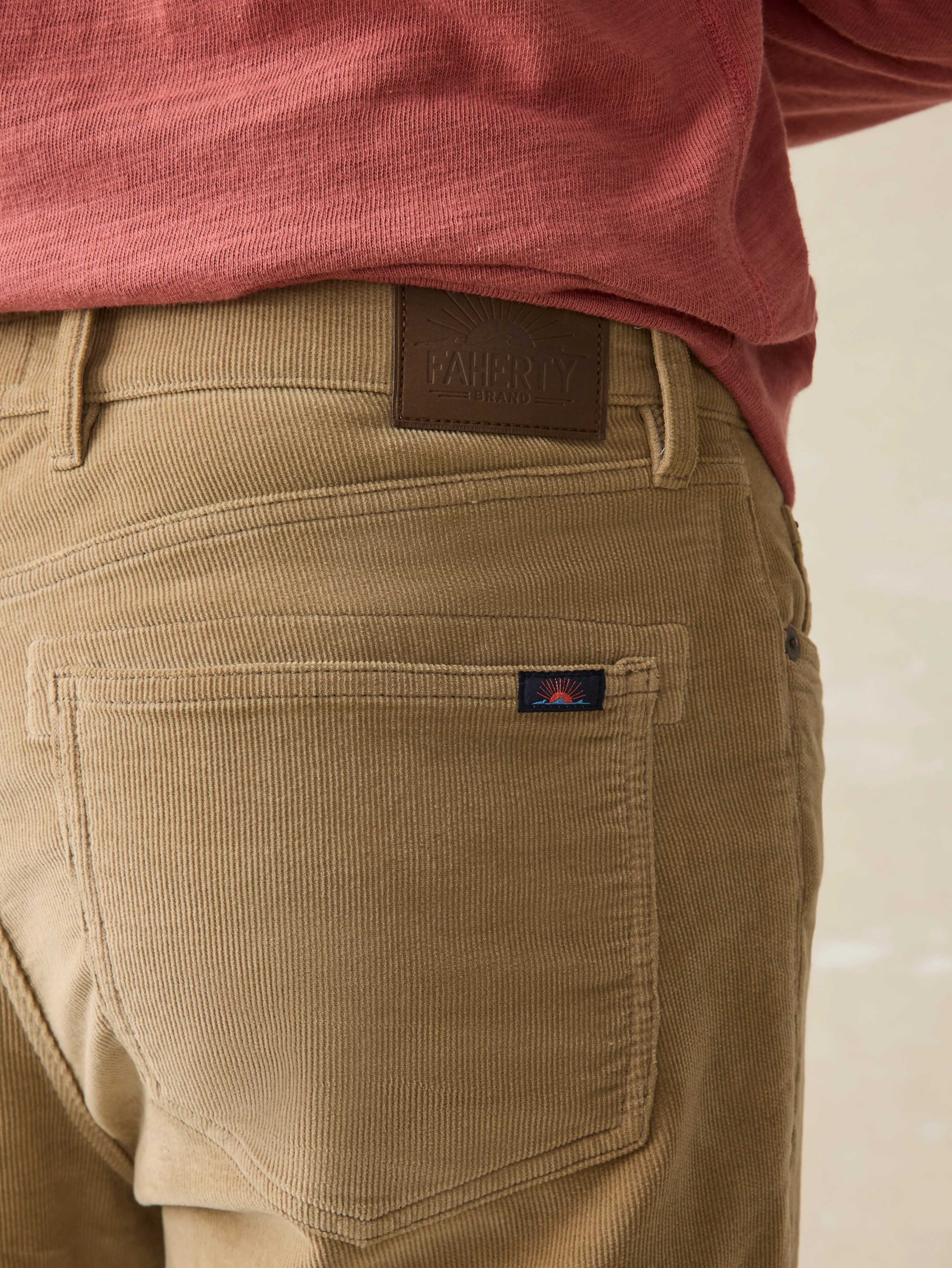 Stretch Terry Corduroy 5-Pocket Pant - Barley sold by Faherty product image thumbnail 3