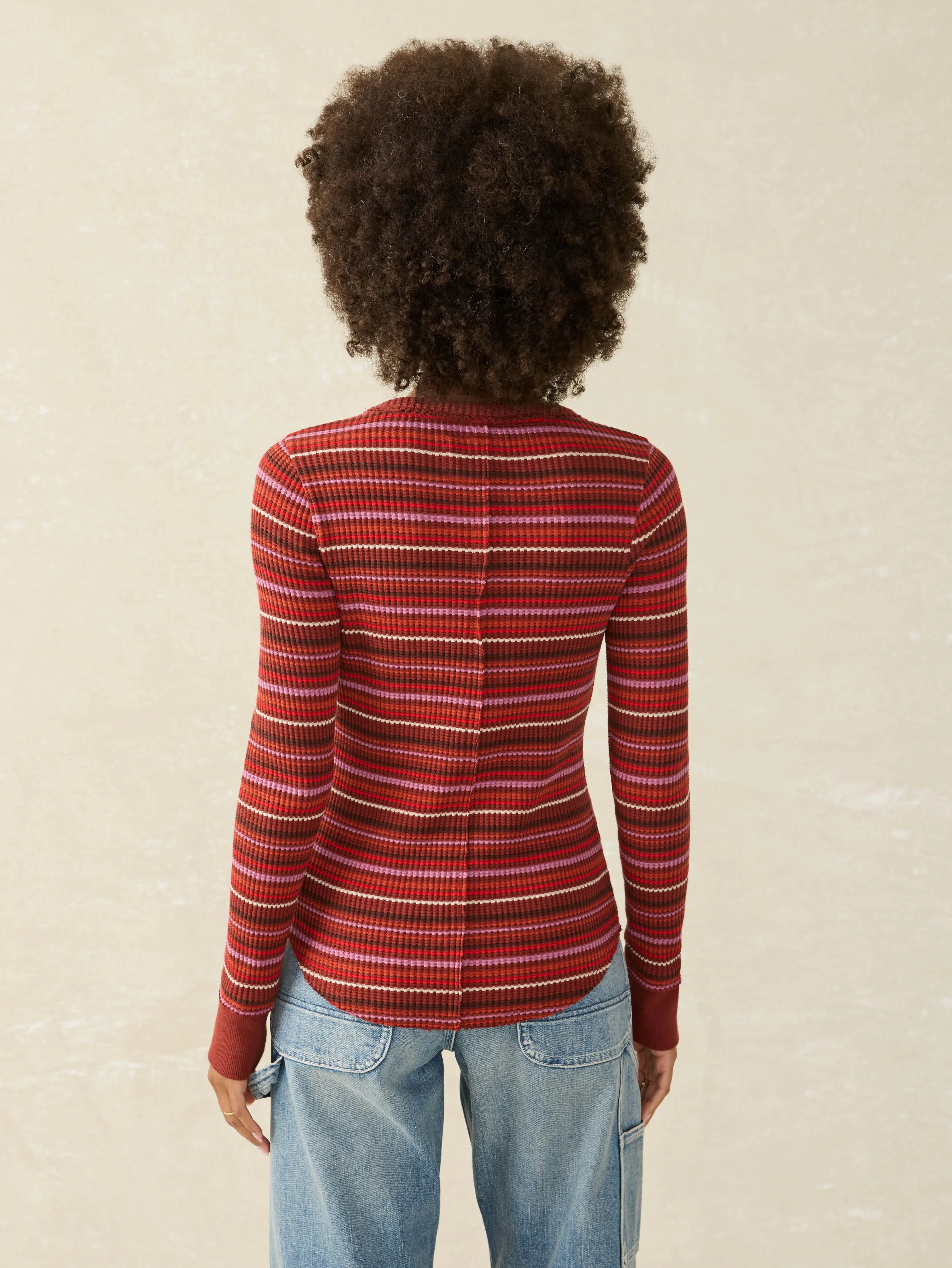 Legend™ Apres Waffle Henley - Sunset Ombre Stripe sold by Faherty product image thumbnail 5