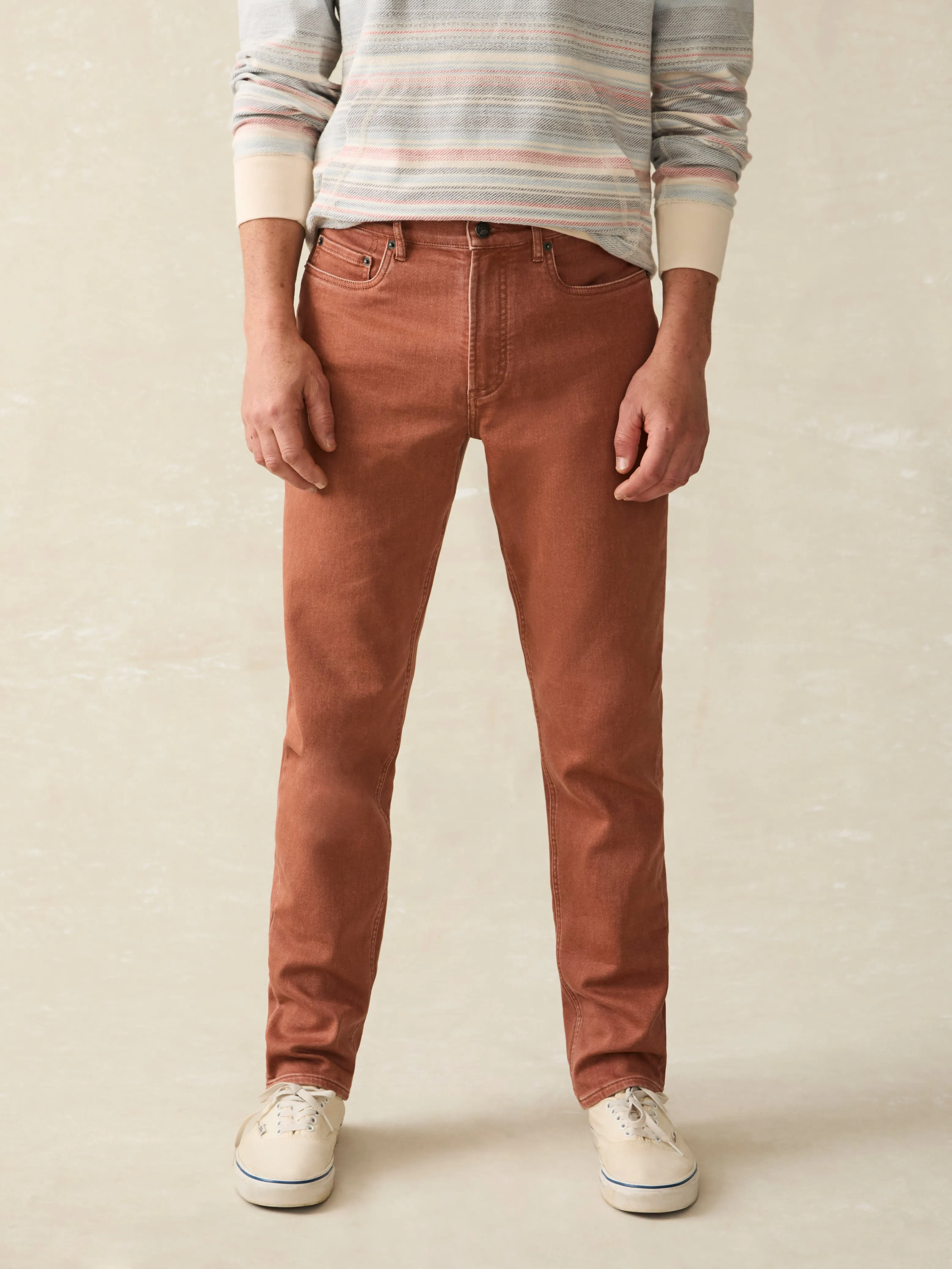 Stretch Terry 5-Pocket Pant - Russet sold by Faherty