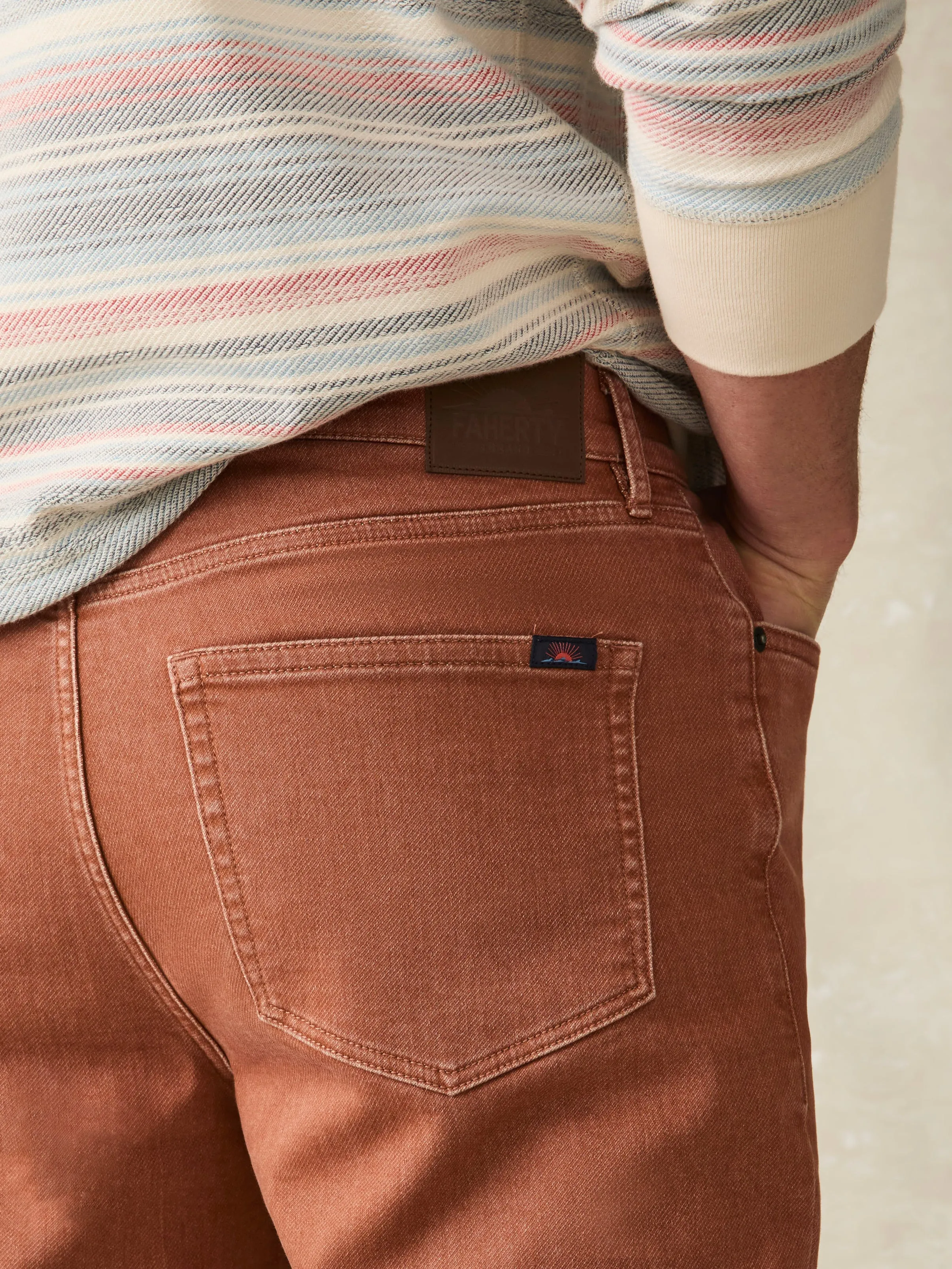 Stretch Terry 5-Pocket Pant - Russet sold by Faherty product image thumbnail 4