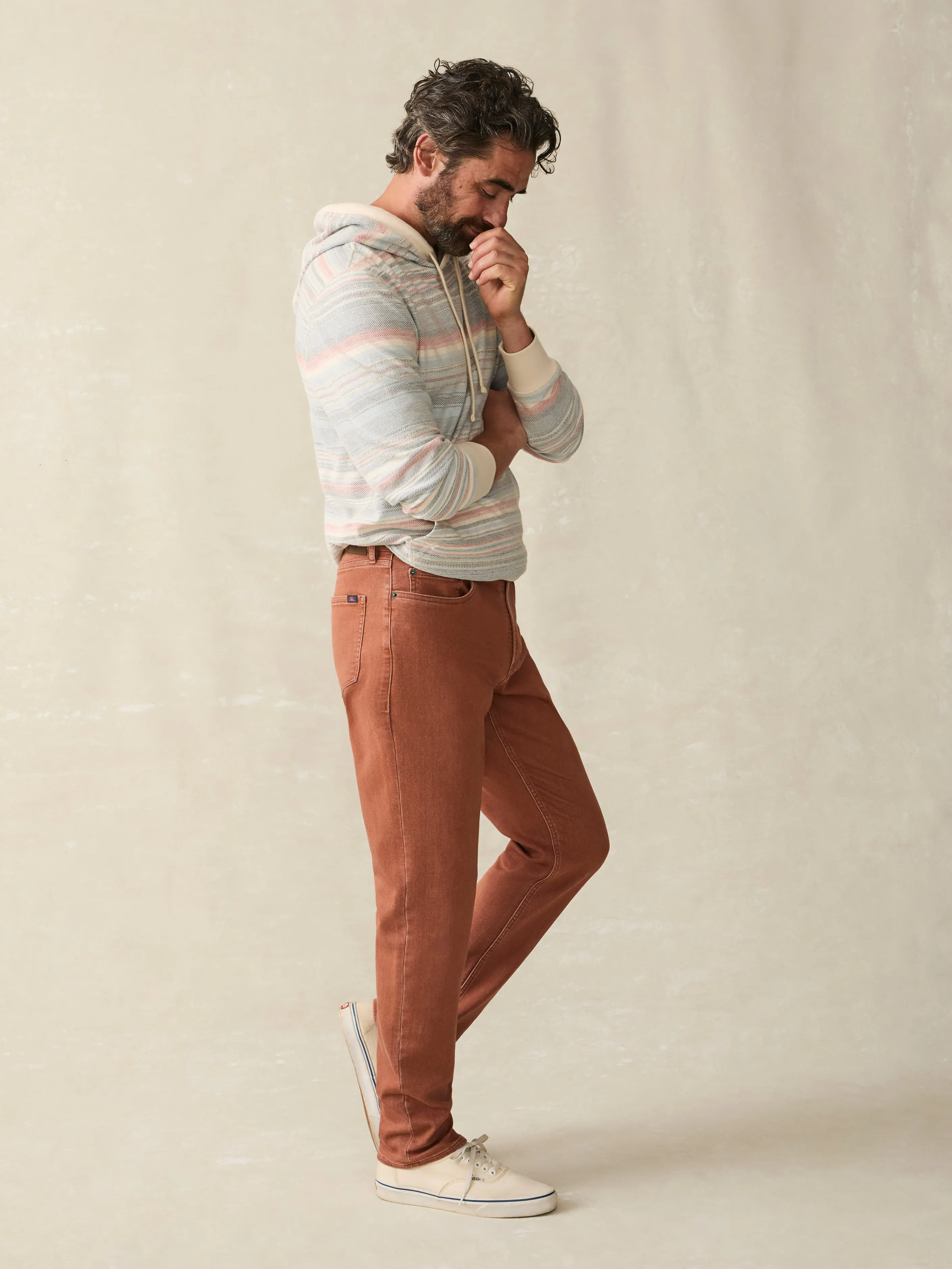 Stretch Terry 5-Pocket Athletic Fit Pant - Russet sold by Faherty product image thumbnail 3
