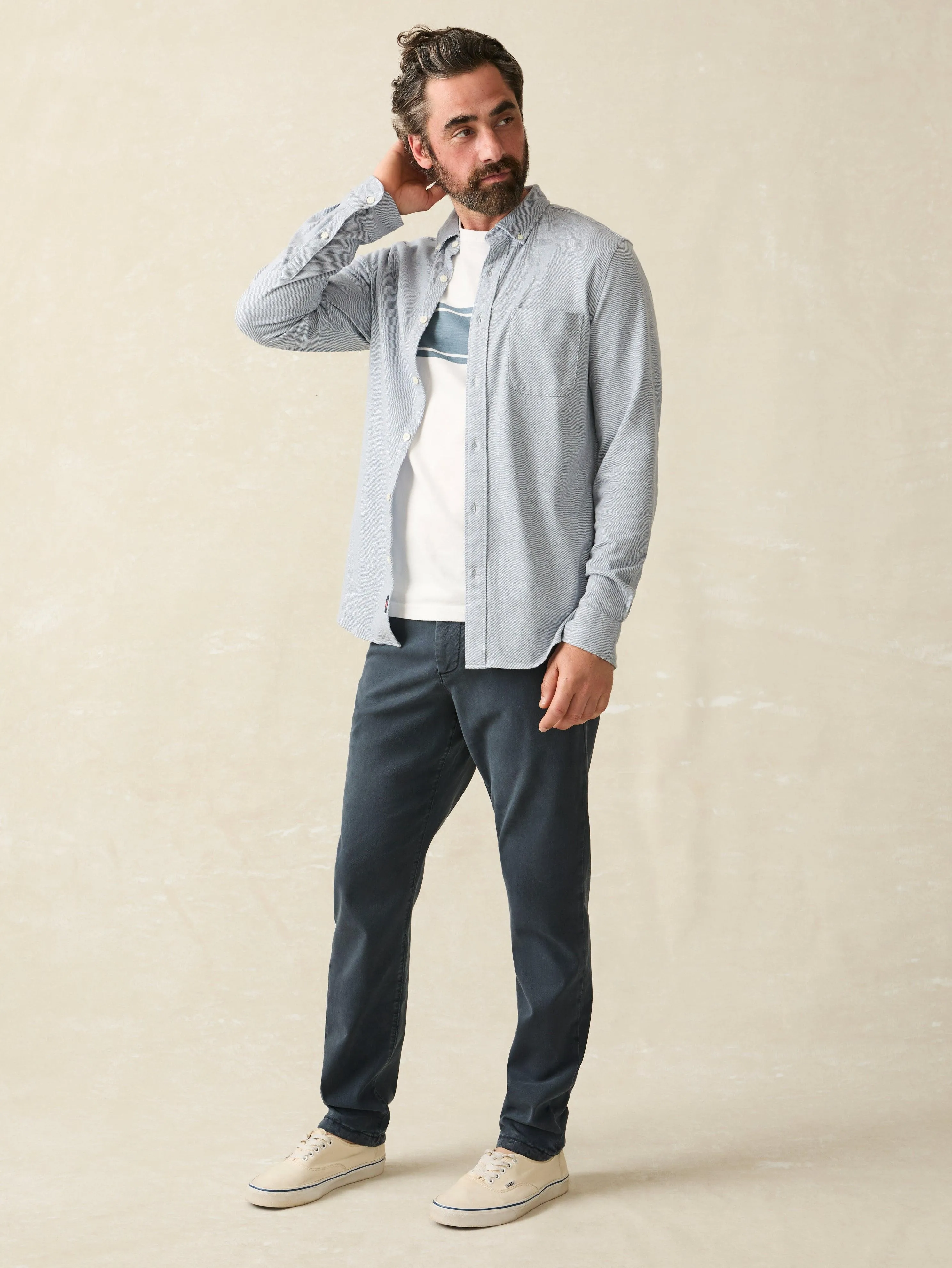 Coastline Knit Shirt (Tall) - Oceanside Blue sold by Faherty product image thumbnail 4