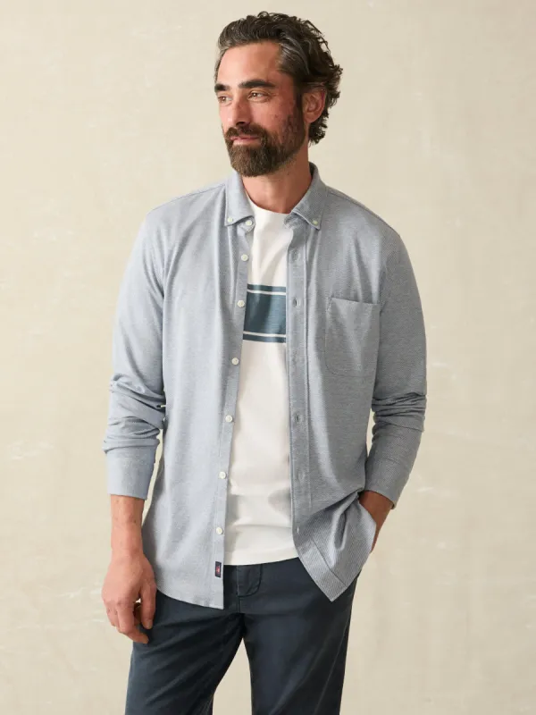 Coastline Knit Shirt (Tall) - Oceanside Blue sold by Faherty