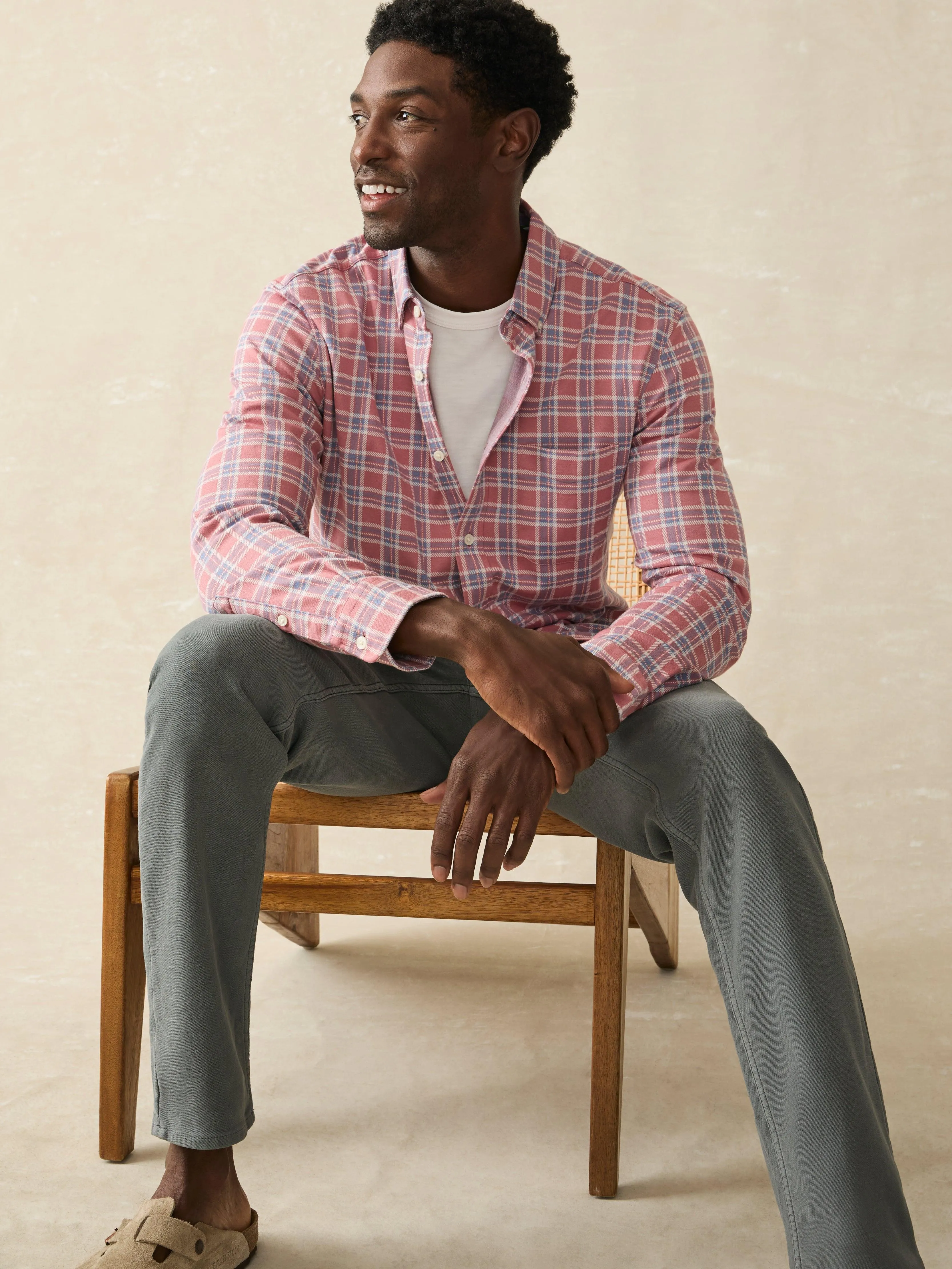 Coastline Knit Shirt (Tall) - River Rose Plaid sold by Faherty product image thumbnail 3