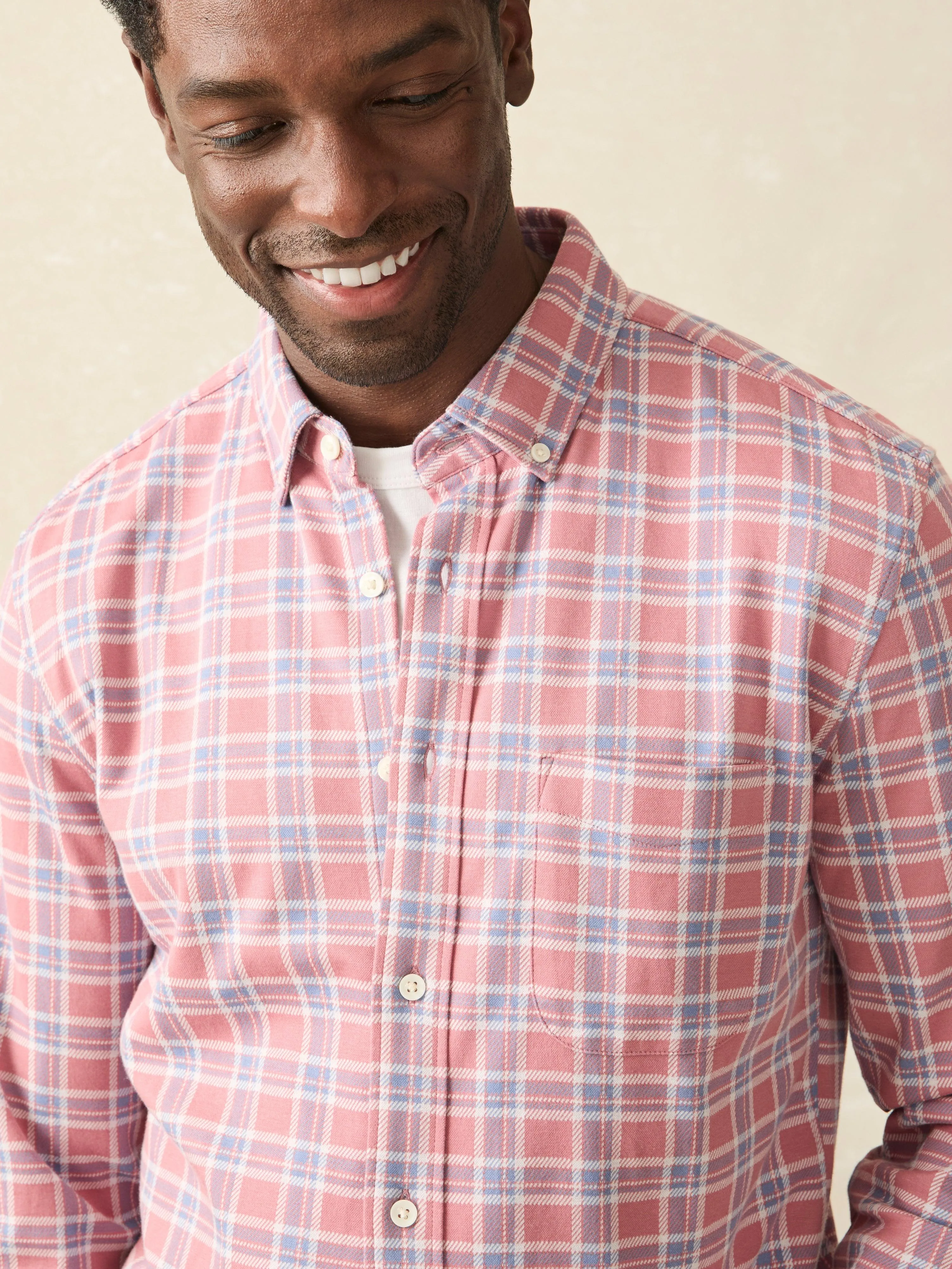 Coastline Knit Shirt (Tall) - River Rose Plaid sold by Faherty product image thumbnail 2