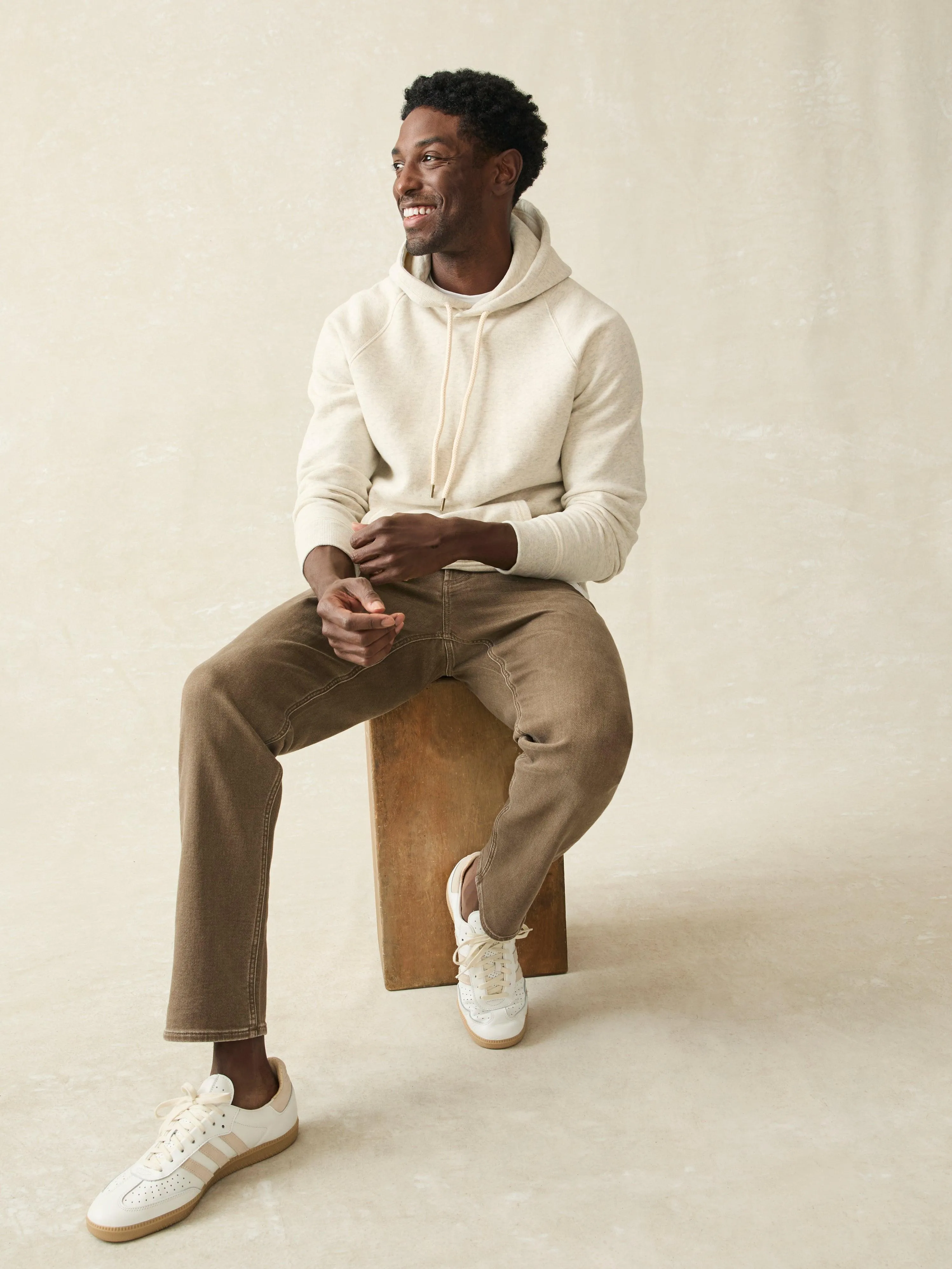 High Standard Fleece Hoodie - Antique Ivory Heather sold by Faherty product image thumbnail 3