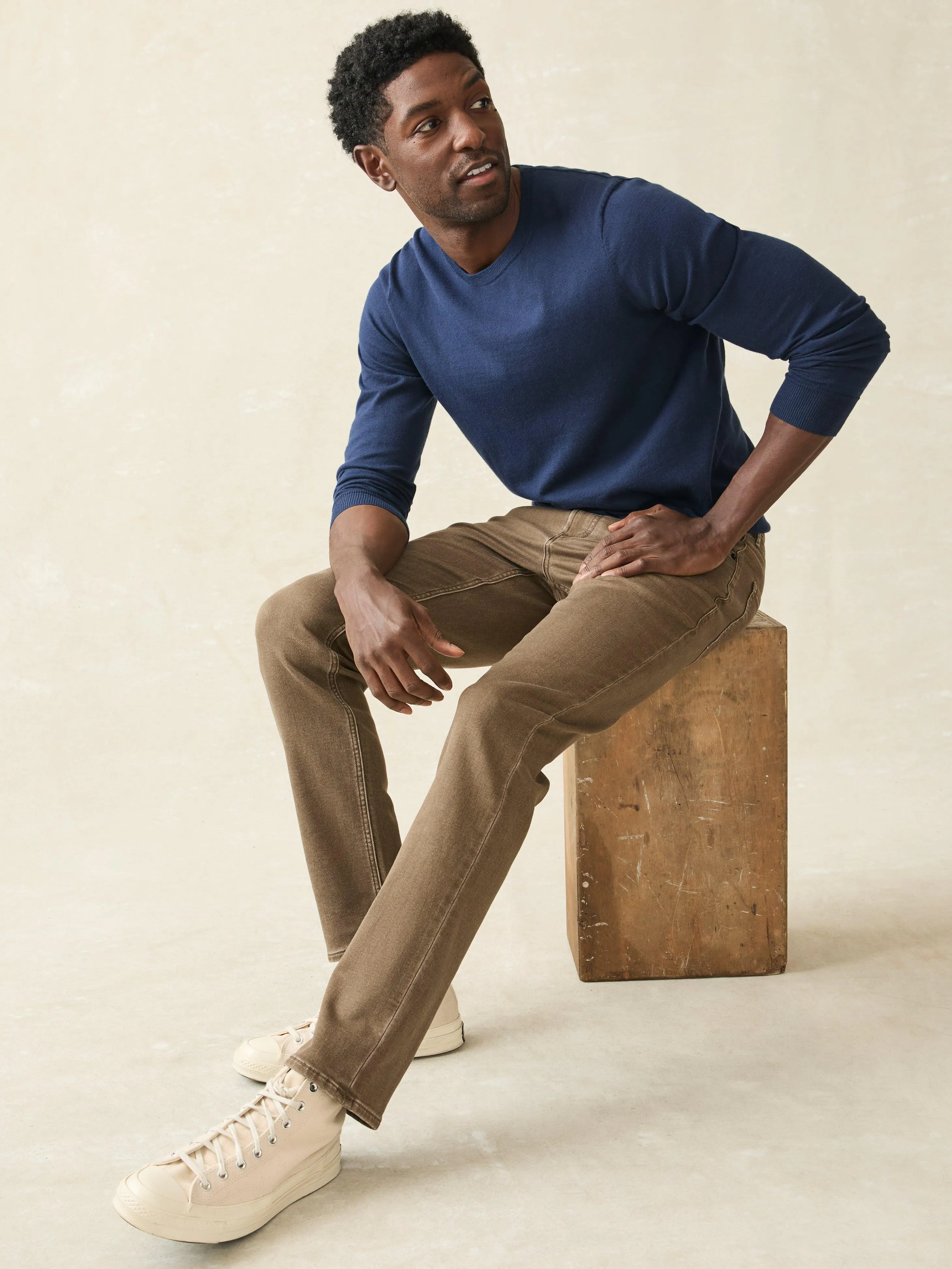 Stretch Terry 5-Pocket Athletic Fit Pant - Driftwood sold by Faherty product image thumbnail 3