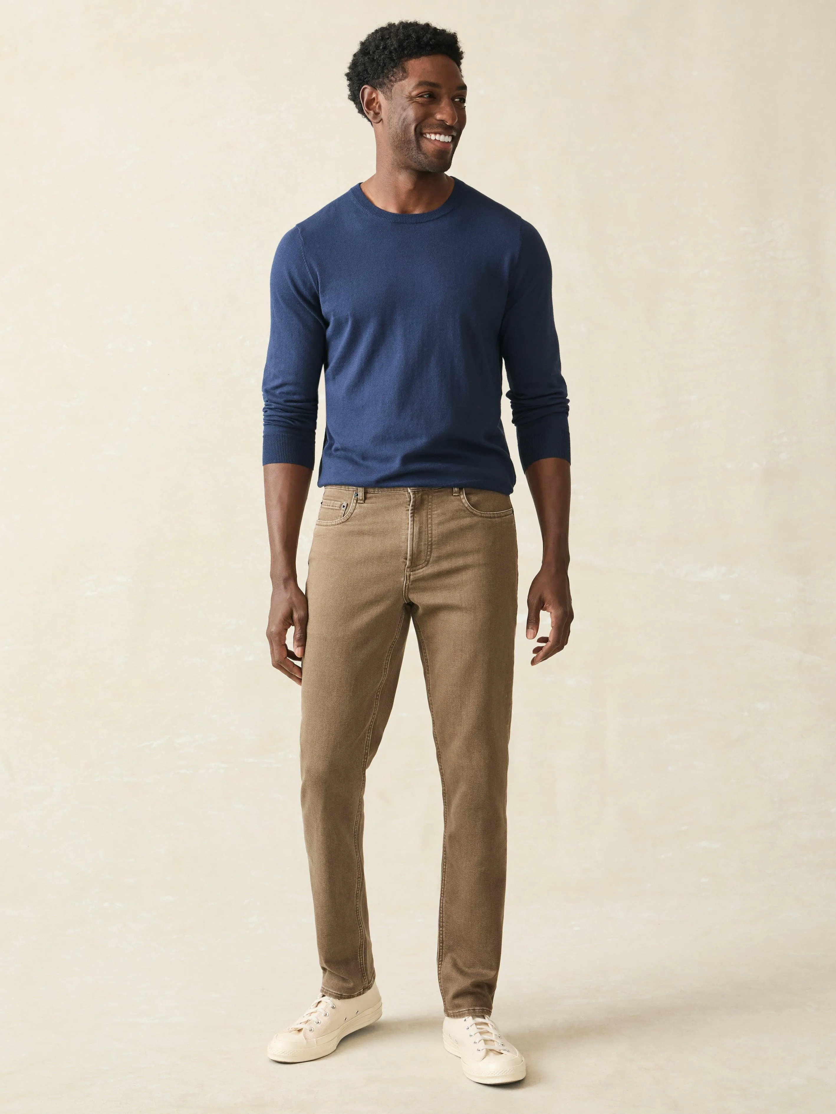 Stretch Terry 5-Pocket Athletic Fit Pant - Driftwood sold by Faherty product image thumbnail 4