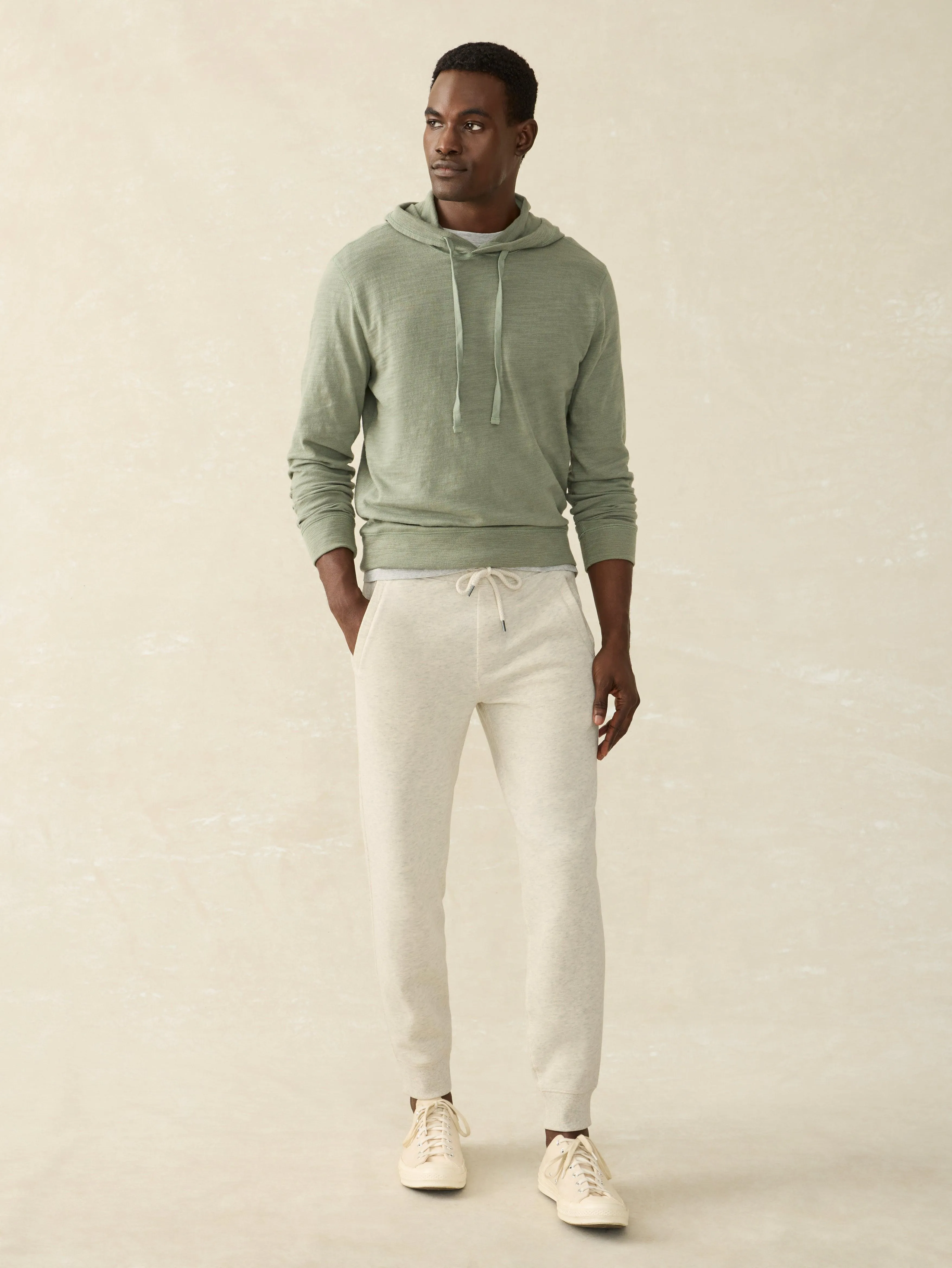 High Standard Fleece Sweatpant - Antique Ivory Heather sold by Faherty product image thumbnail 2