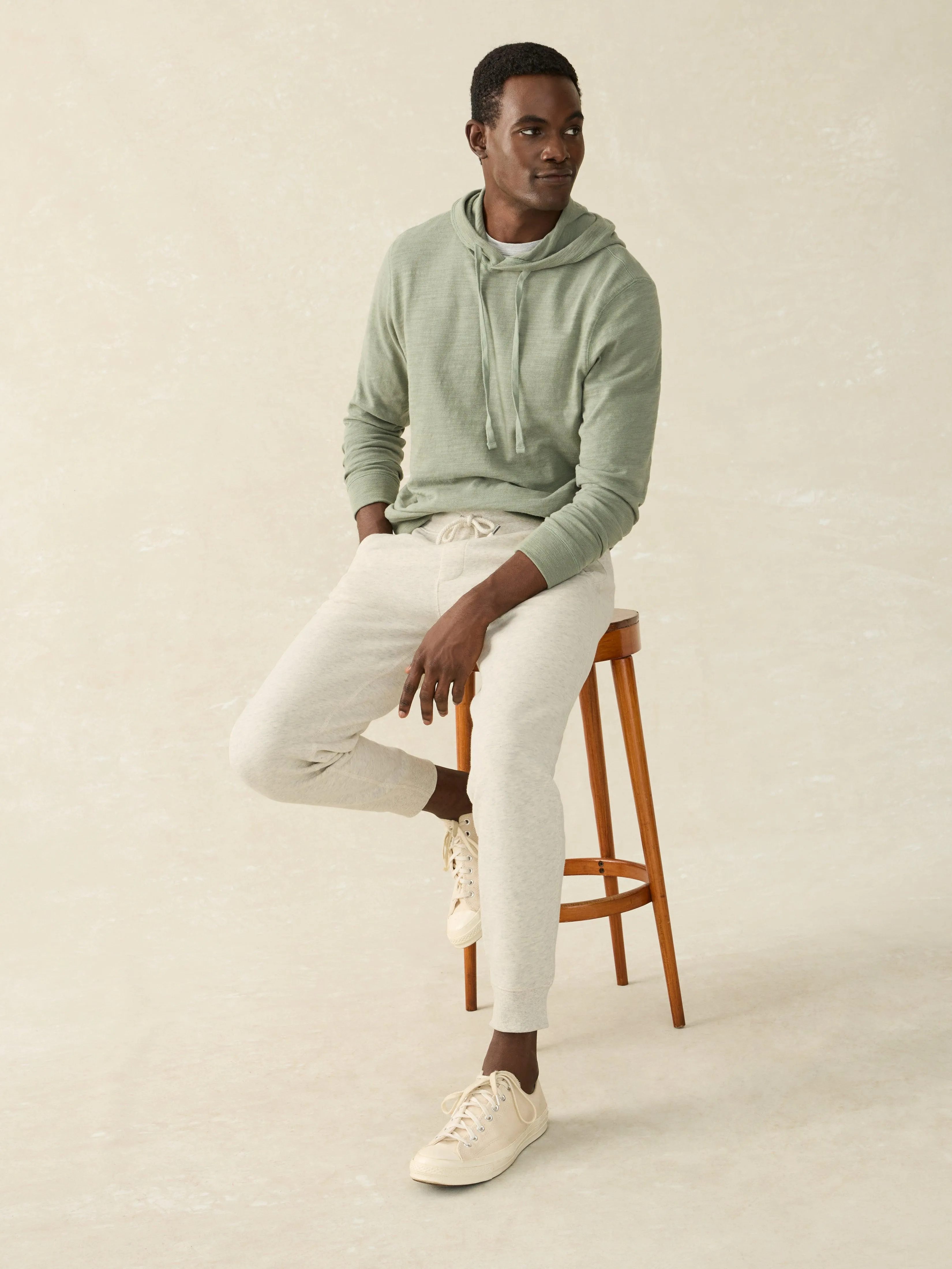 High Standard Fleece Sweatpant - Antique Ivory Heather sold by Faherty product image thumbnail 3