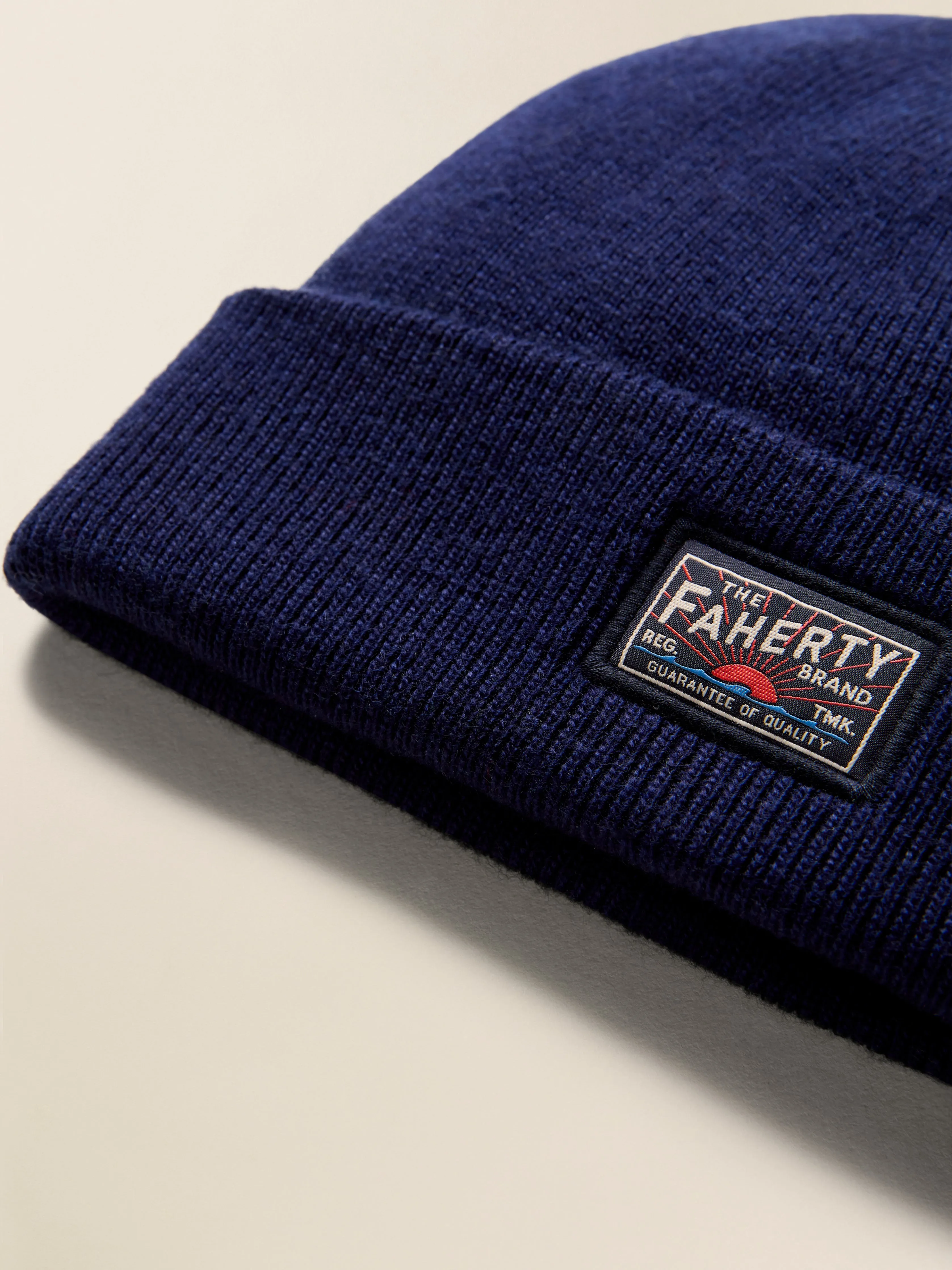 Faherty Logo Beanie - Navy sold by Faherty