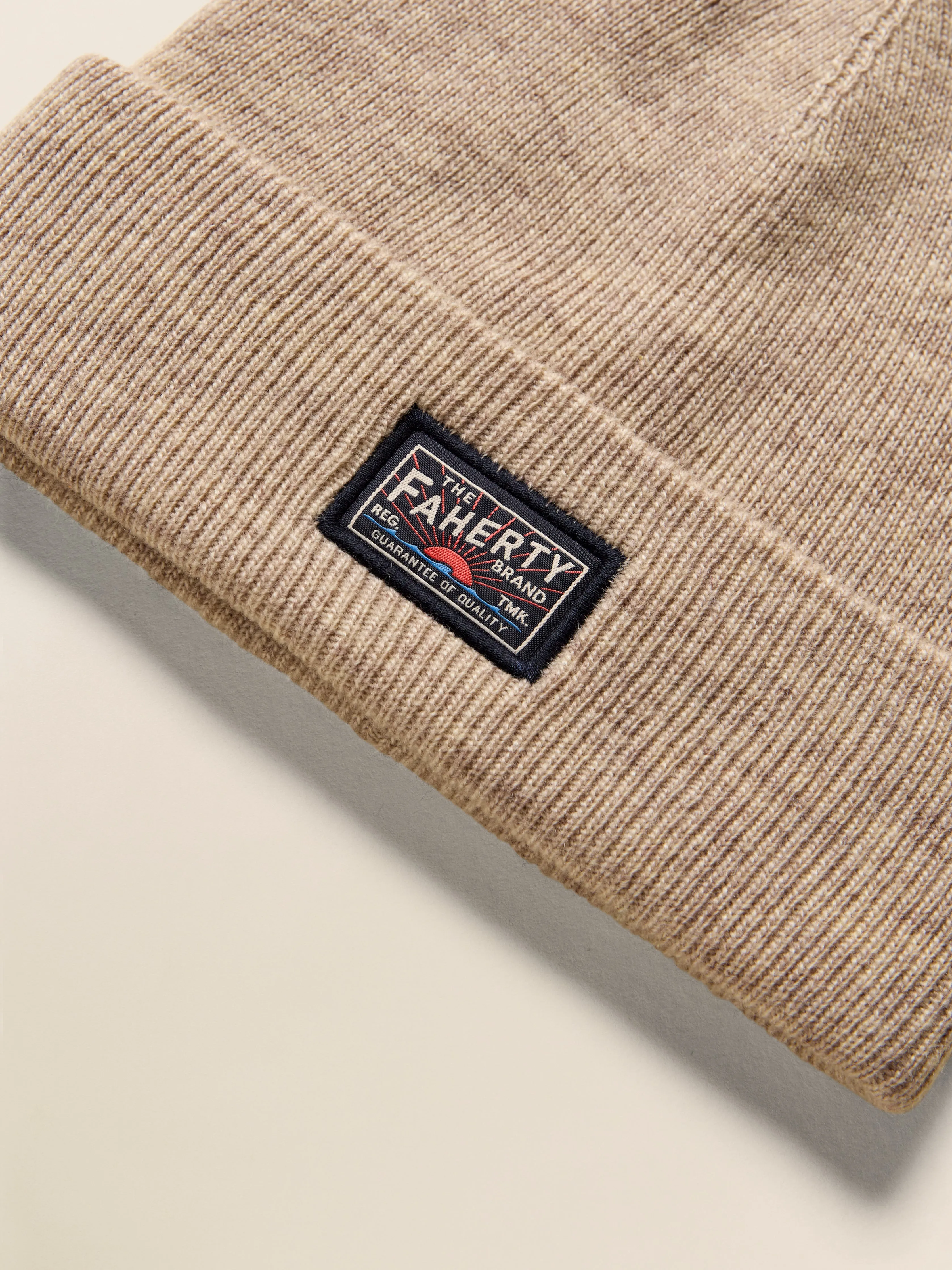 Faherty Logo Beanie - Oatmeal Heather sold by Faherty product image thumbnail 3