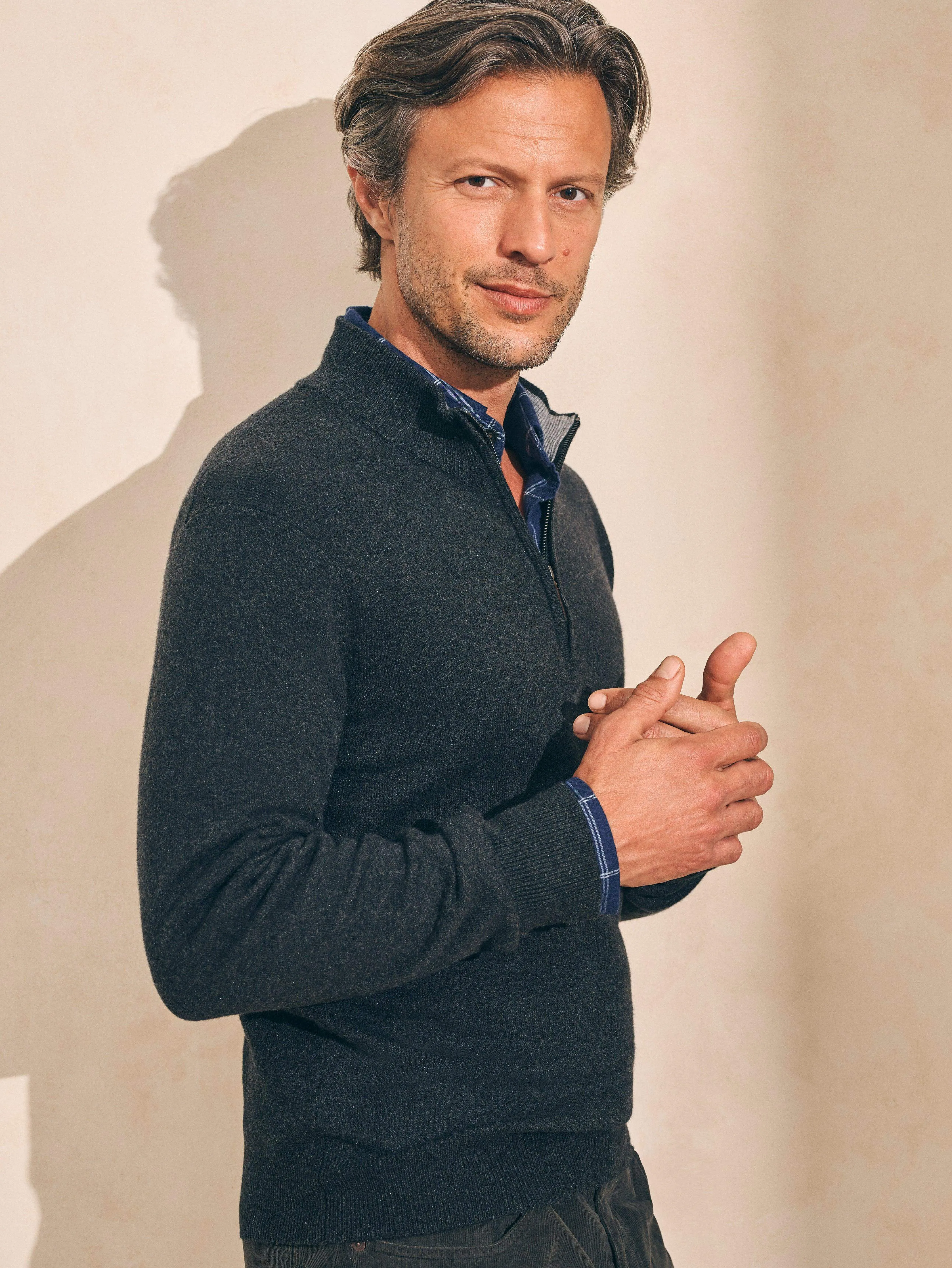 Mountain Quarter Zip Sweater (Tall) - Ash Heather sold by Faherty product image thumbnail 3