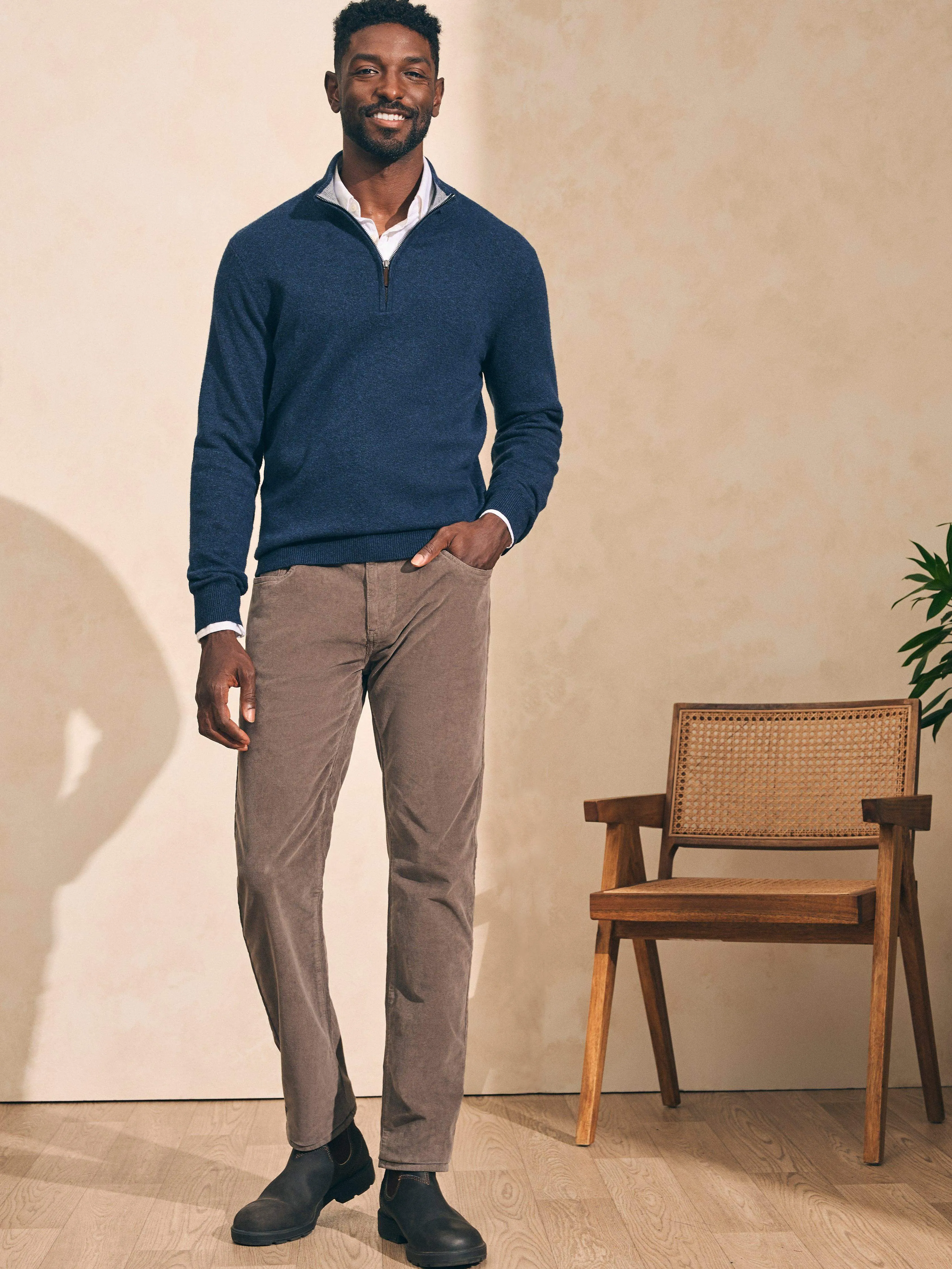 Mountain Quarter Zip Sweater - Navy Heather sold by Faherty product image thumbnail 4