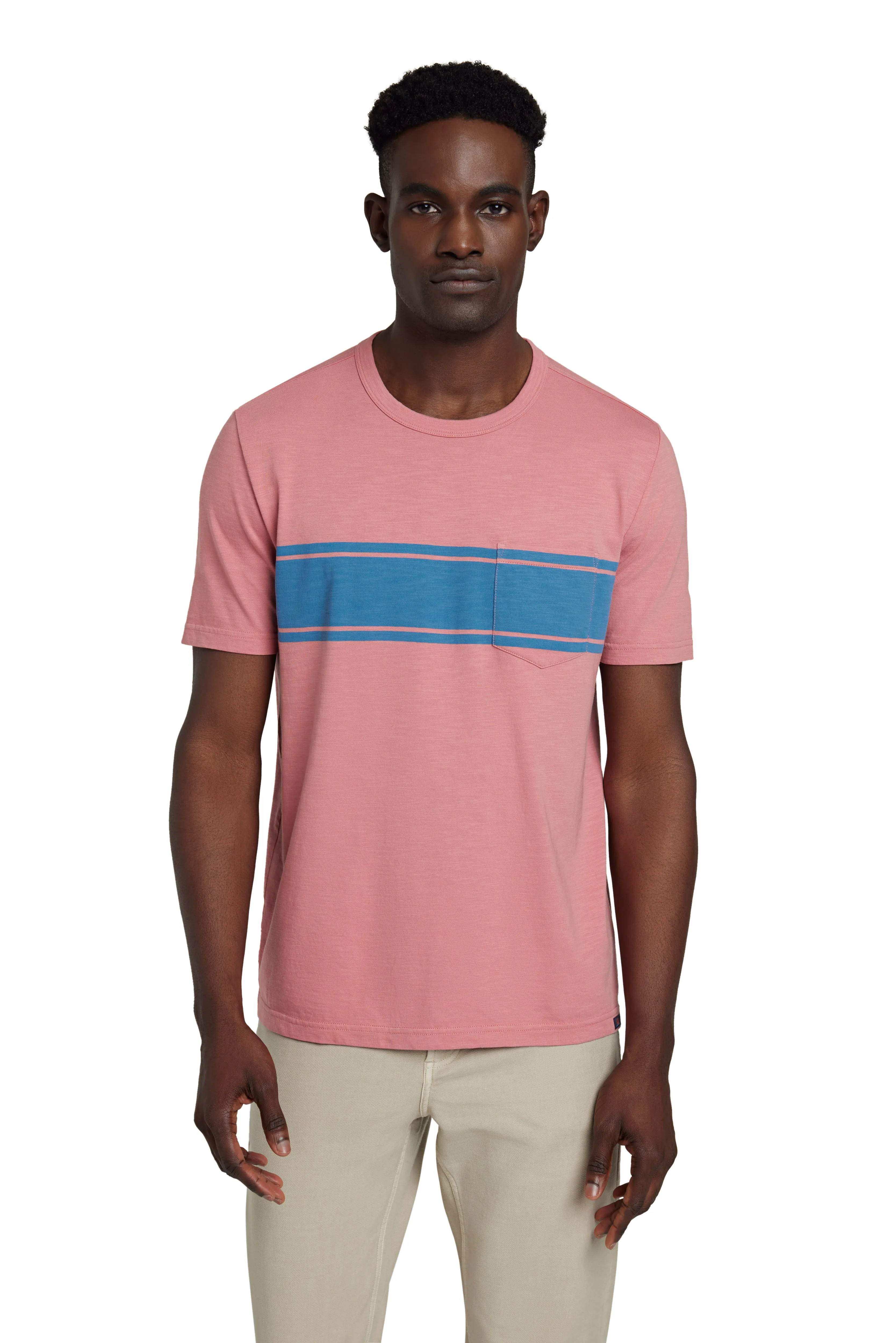 Short-Sleeve Indigo Pocket Tee - Indigo Lava Stripe sold by Faherty