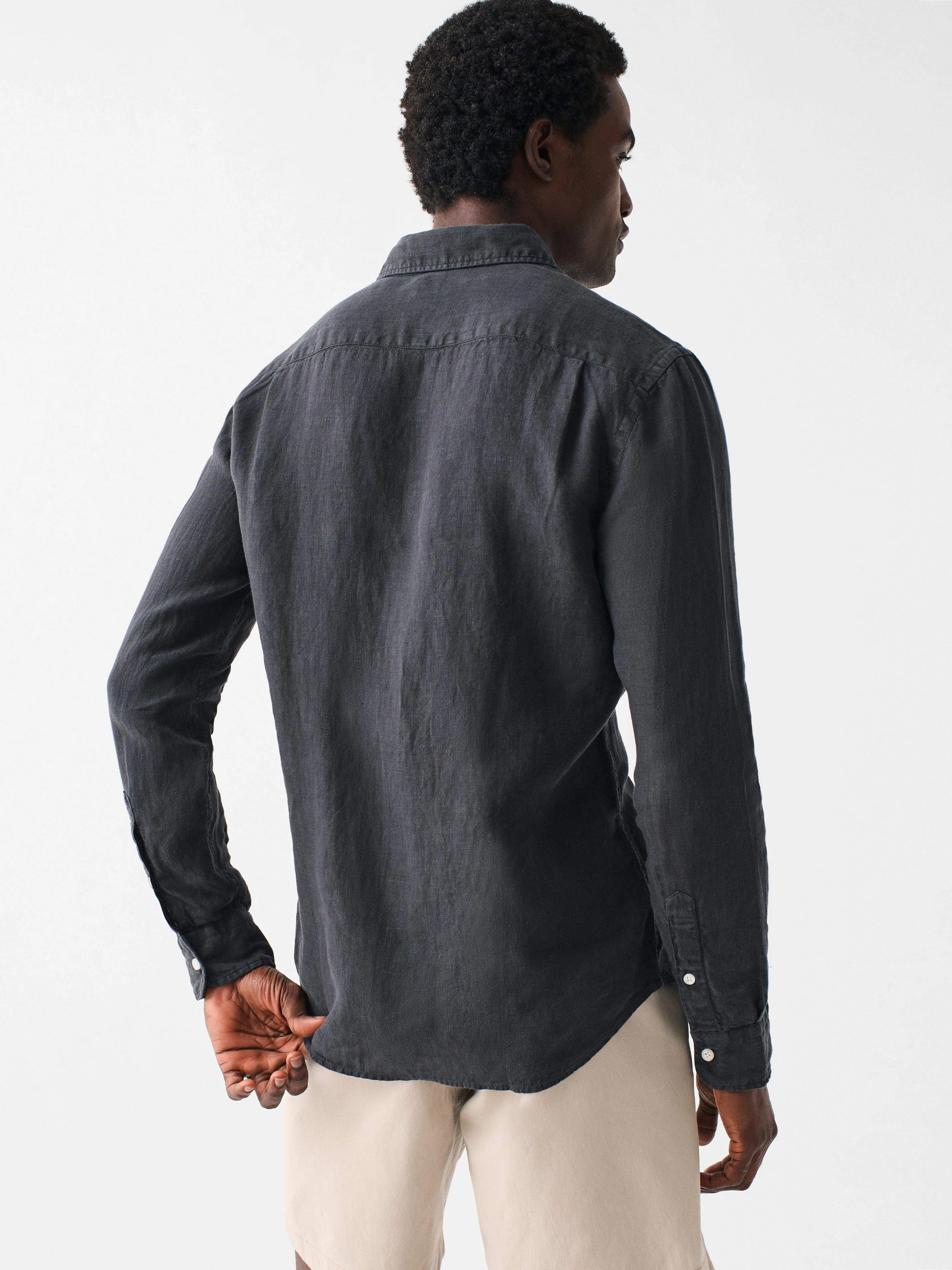 Laguna Linen Shirt - Washed Black sold by Faherty product image thumbnail 5