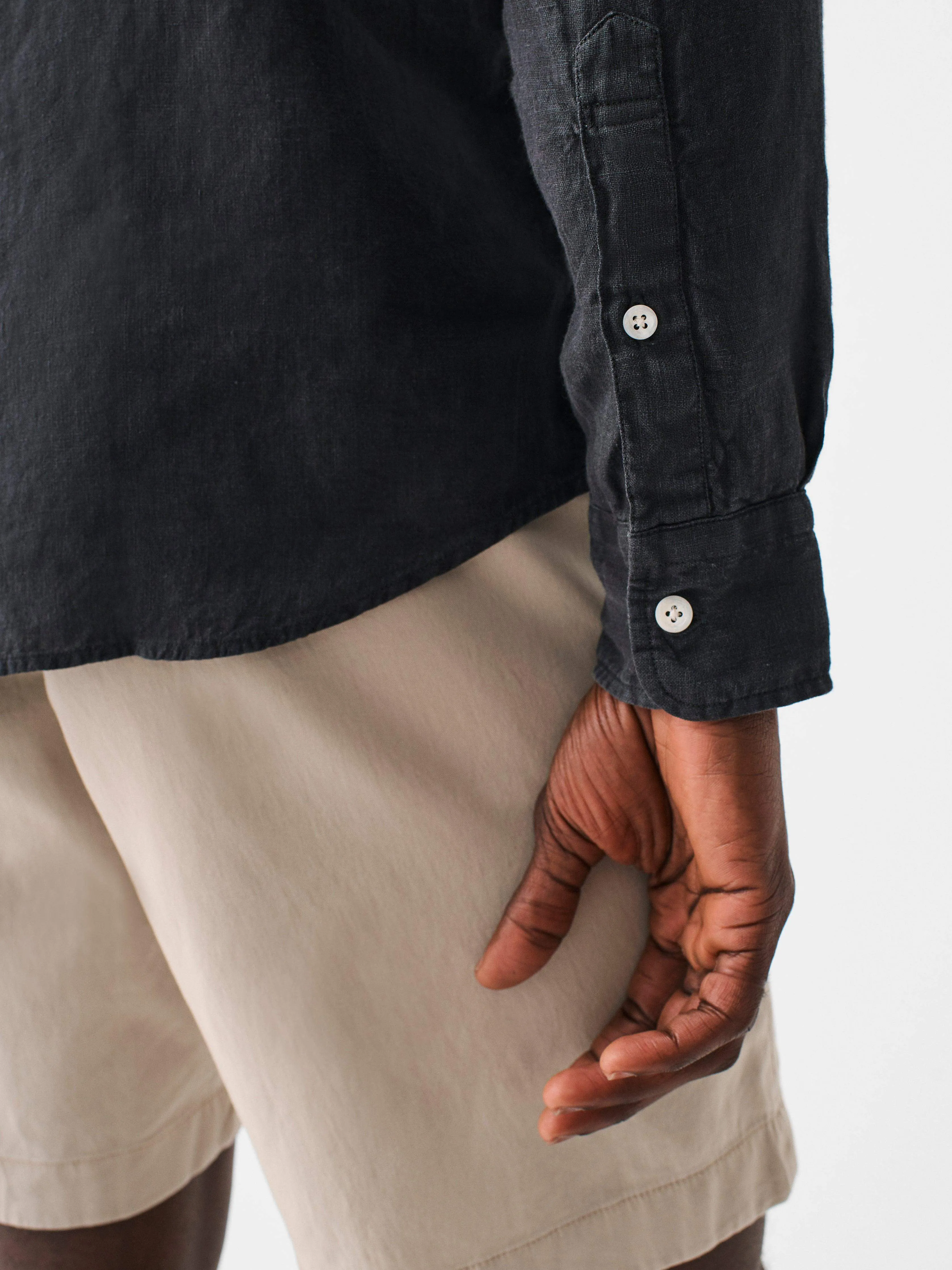 Laguna Linen Shirt - Washed Black sold by Faherty product image thumbnail 4