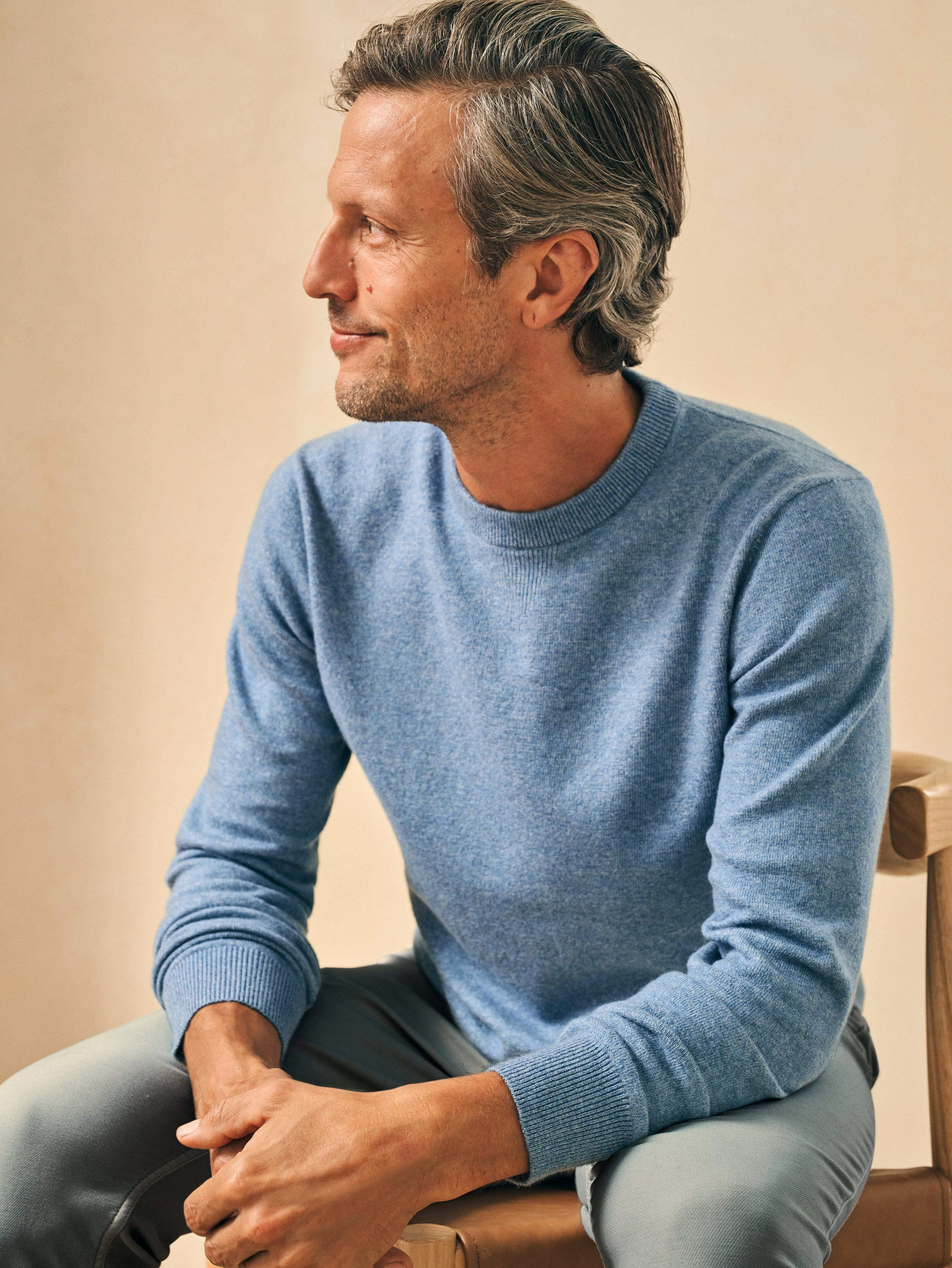 Mountain Crew Sweater - Mountain Stream Heather sold by Faherty