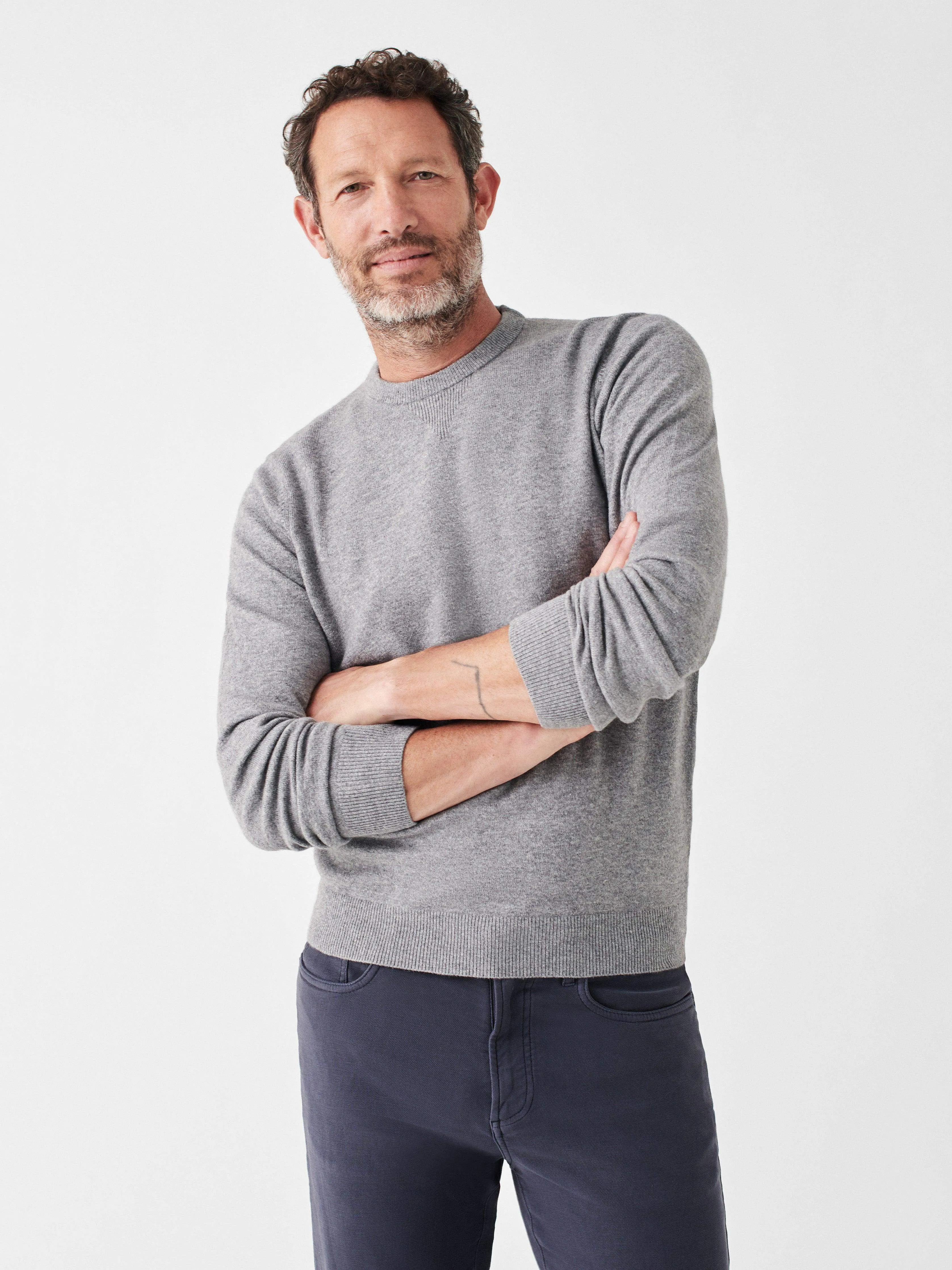 Mountain Crew Sweater - Light Grey Heather sold by Faherty
