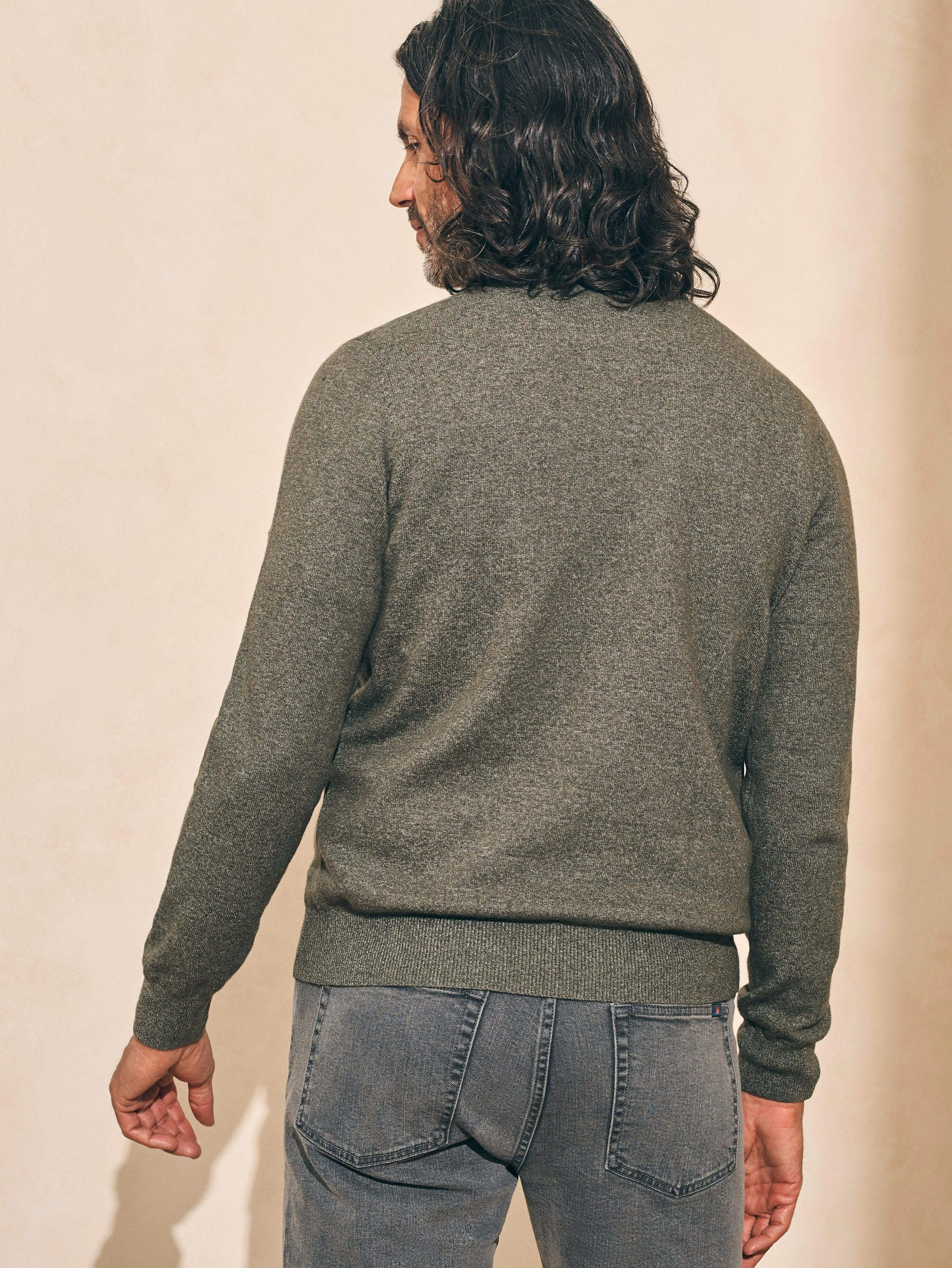 Mountain Crew Sweater (Tall) - Olive Heather sold by Faherty product image thumbnail 4