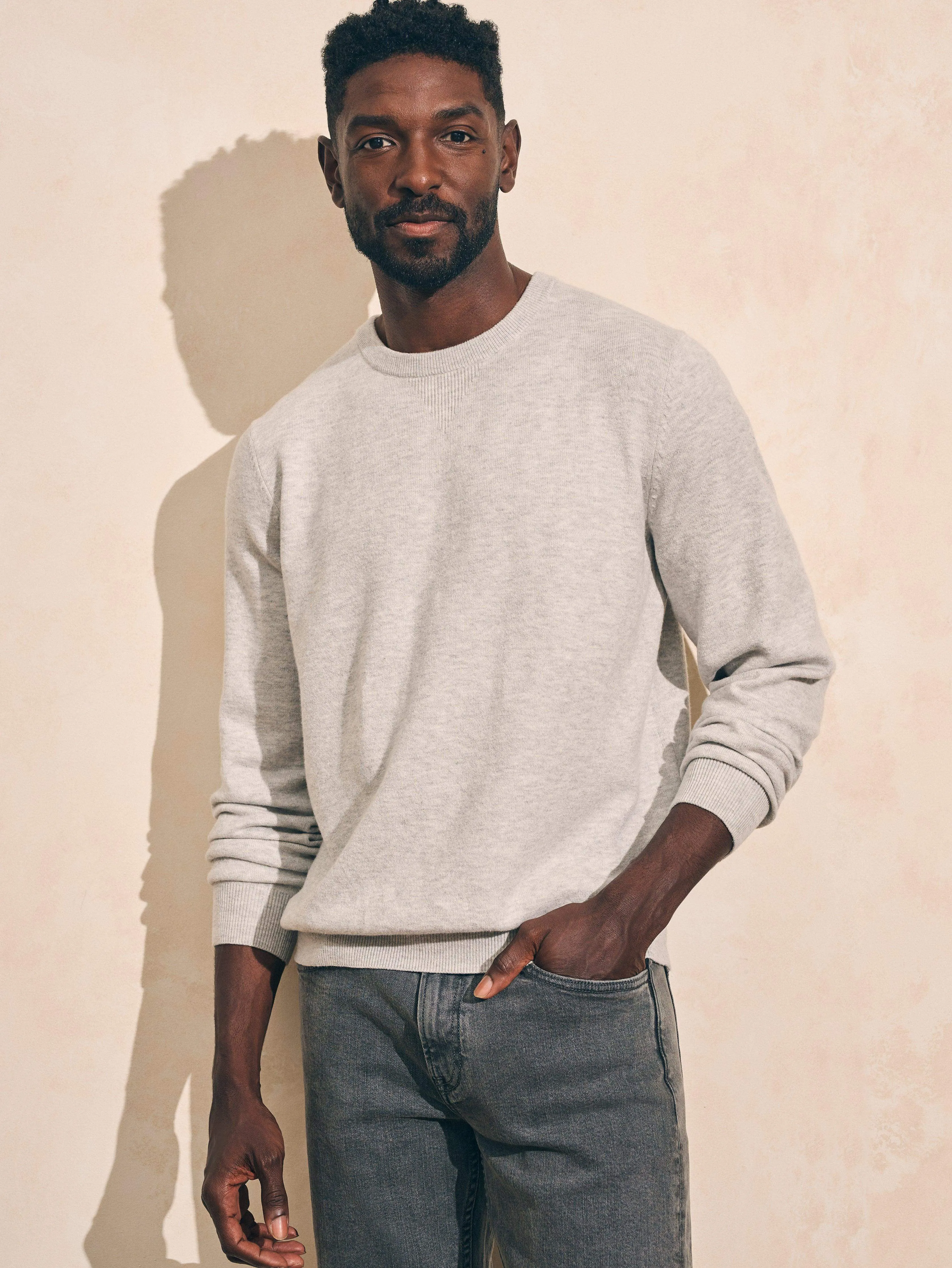 Mountain Crew Sweater (Tall) - Ivory Ice Heather sold by Faherty product image thumbnail 4