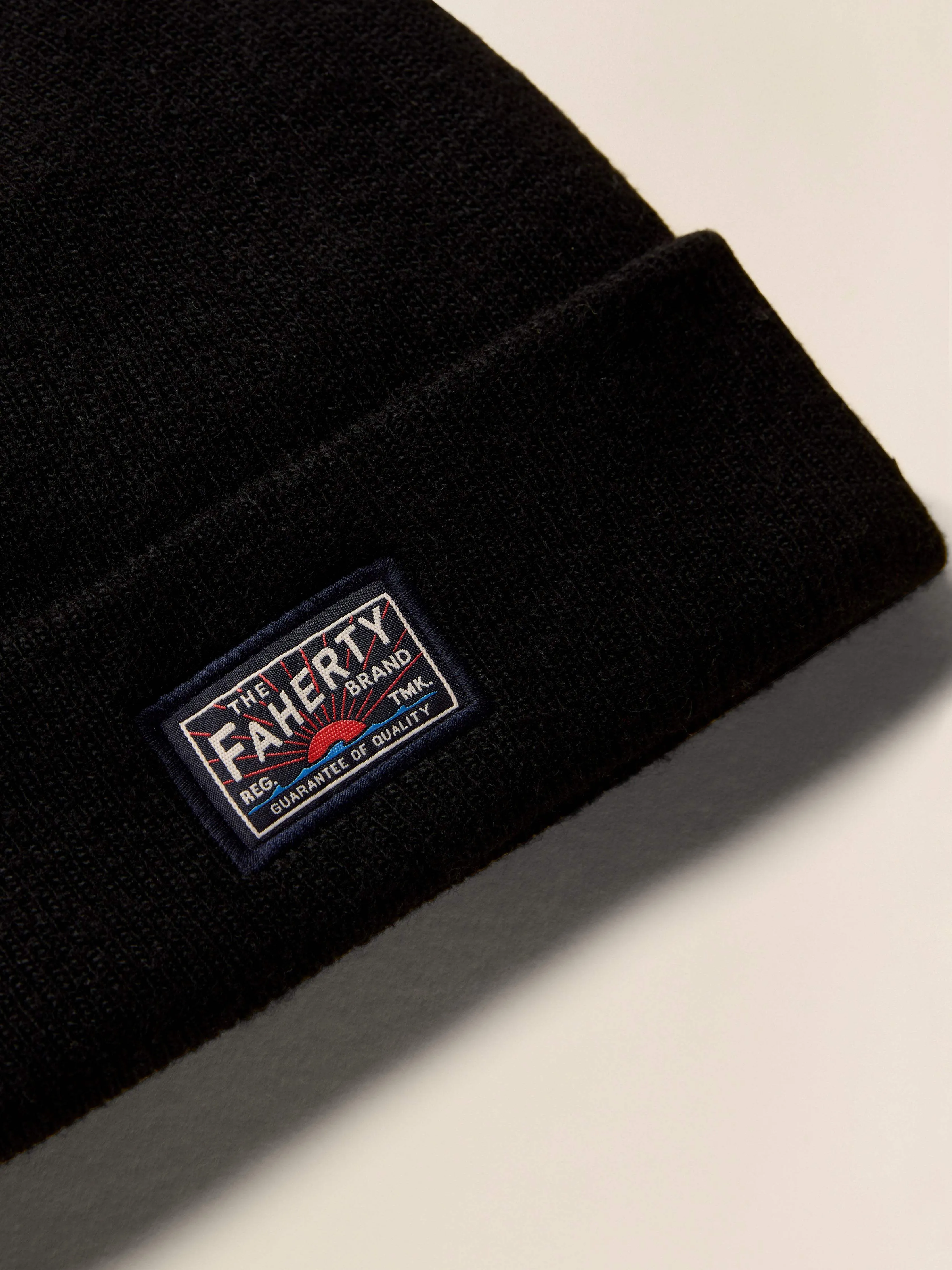 Faherty Logo Beanie - Black sold by Faherty product image thumbnail 3